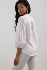 V-neck blouse with ruching detail