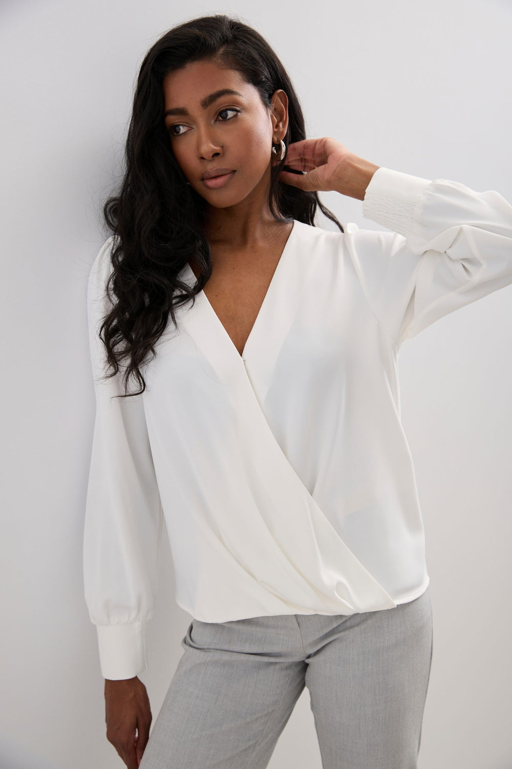 Blouse à manches longues au look cache-coeur