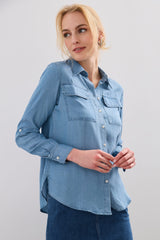 Tencel blouse with appliquéd pockets