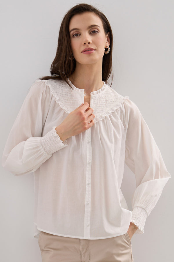 Puffy sleeve blouse with ruching