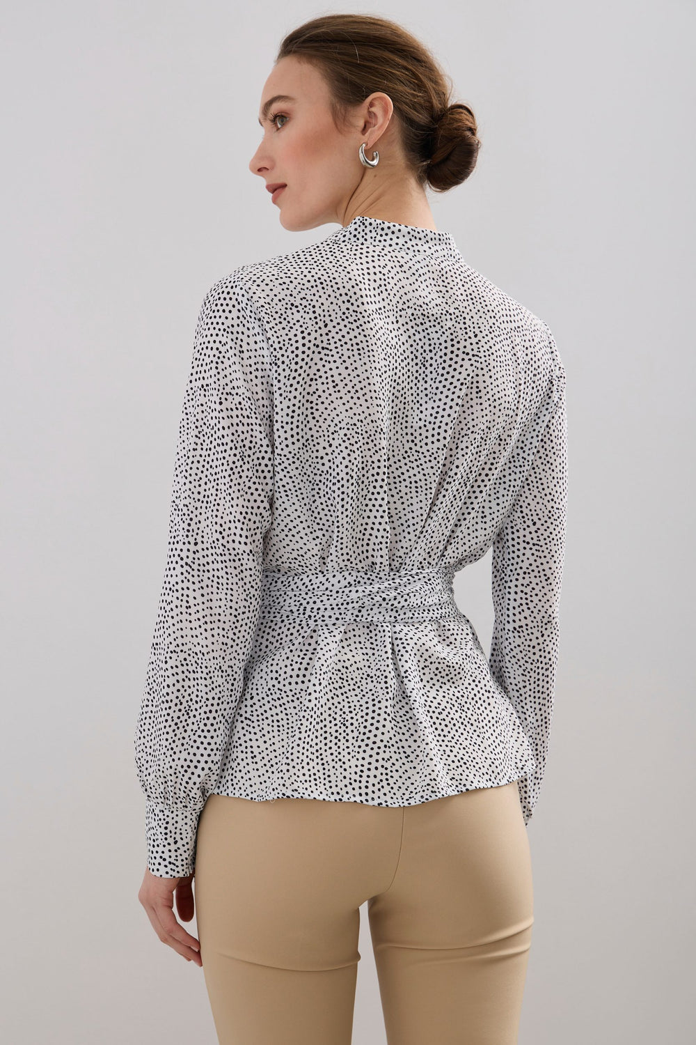 Polka dot wrap blouse