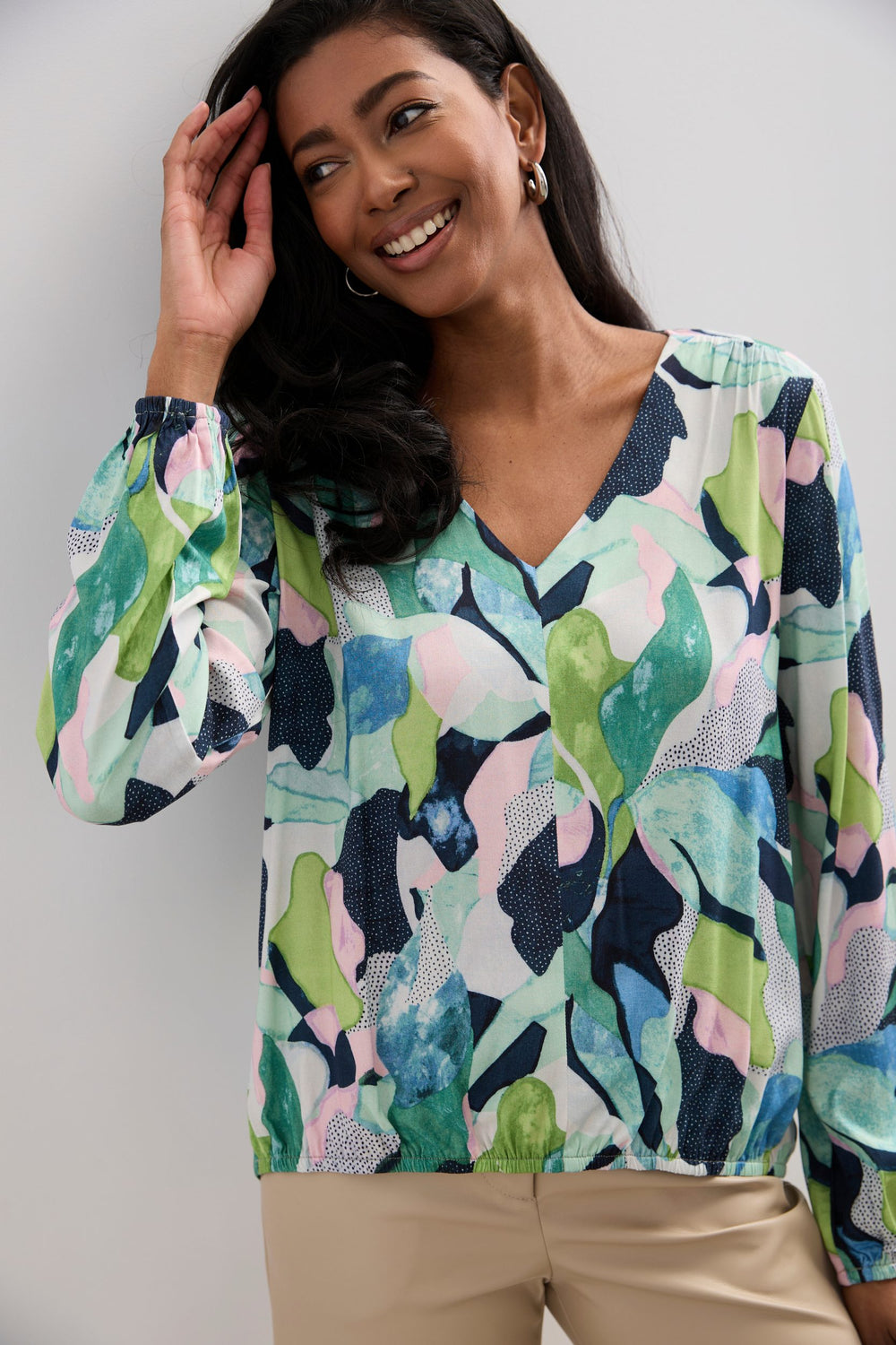 Blouse imprimée à manches bouffantes