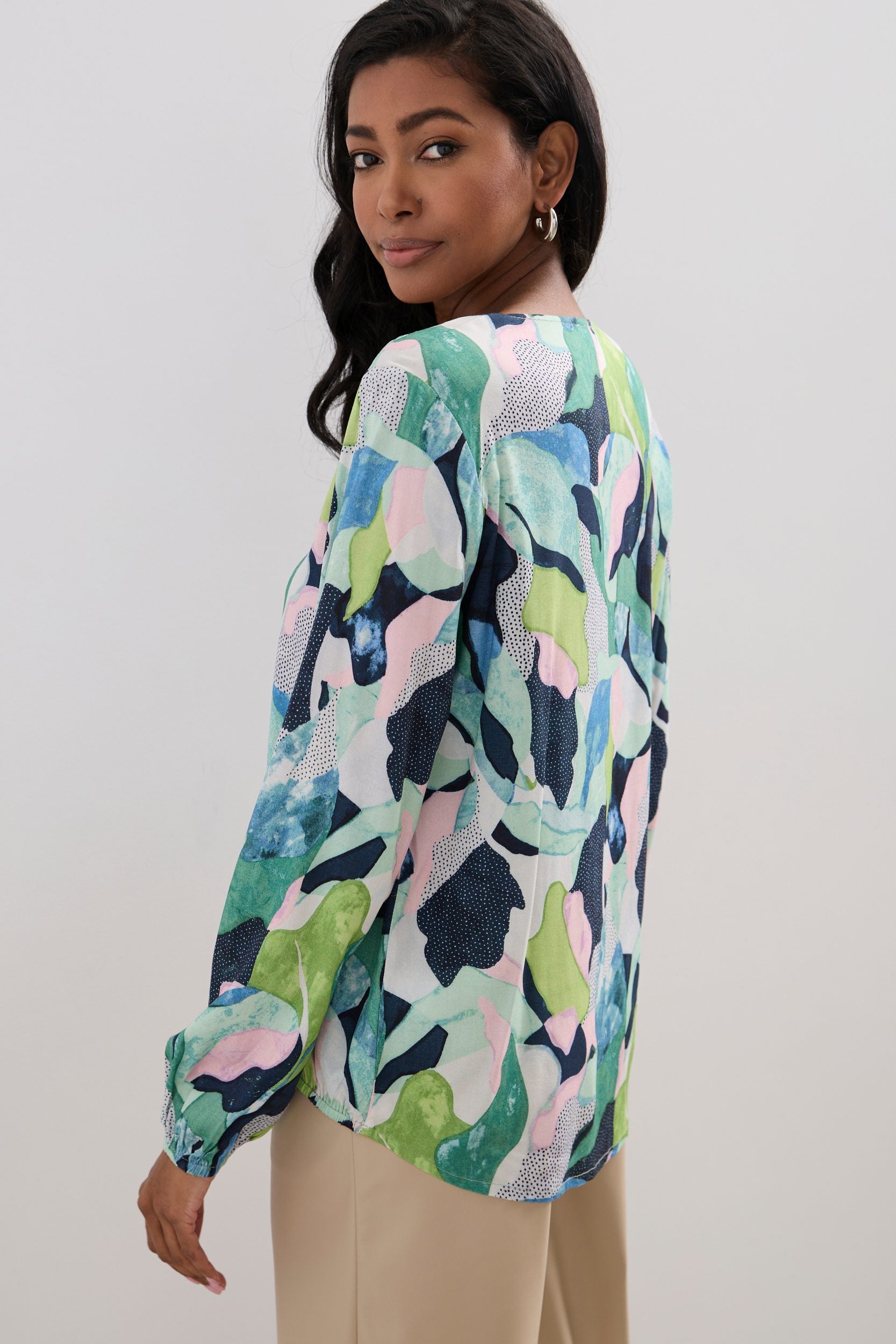 Blouse imprimée à manches bouffantes