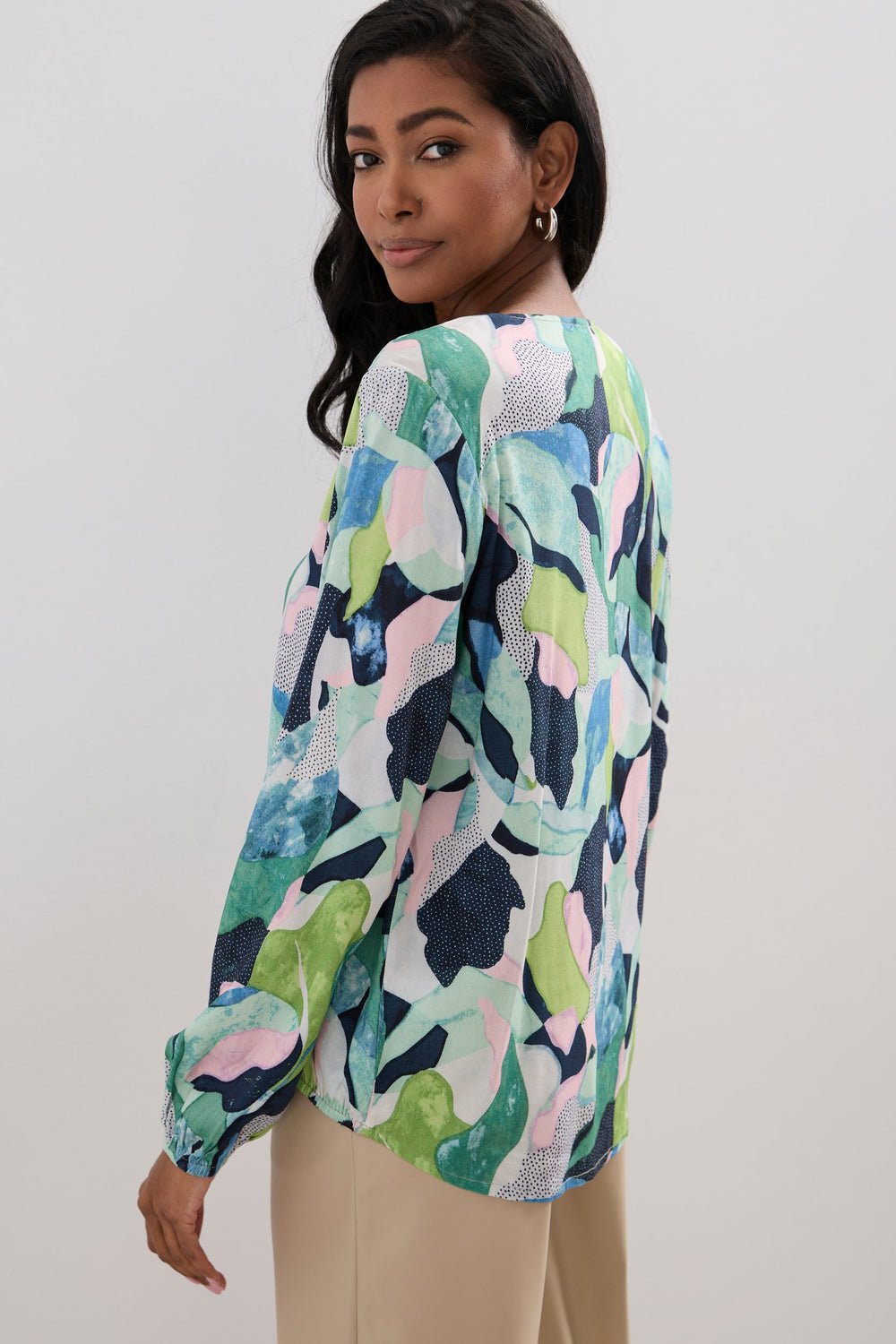 Blouse imprimée à manches bouffantes
