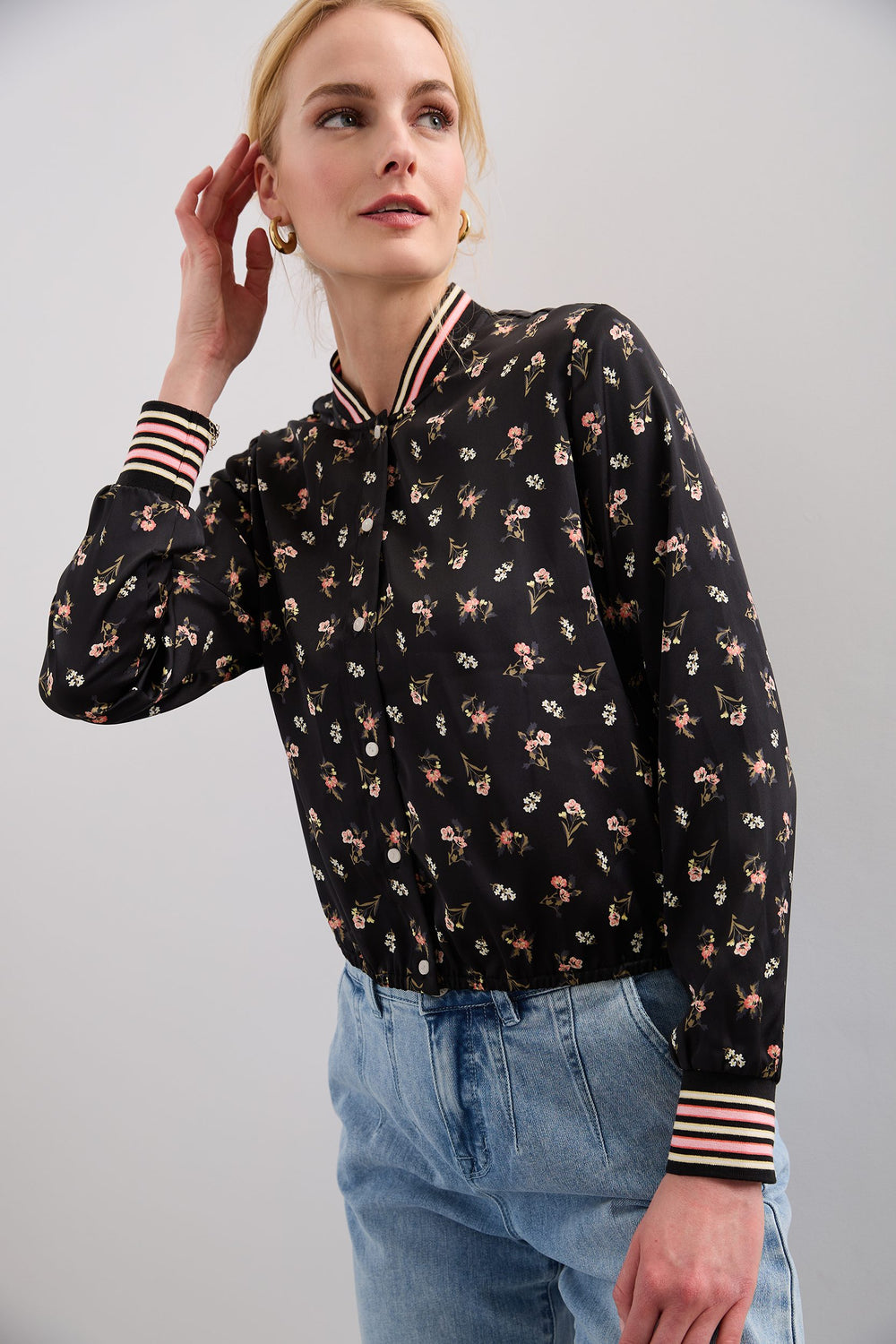 Floral print bomber jacket