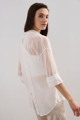 Sheer oversized blouse with open back