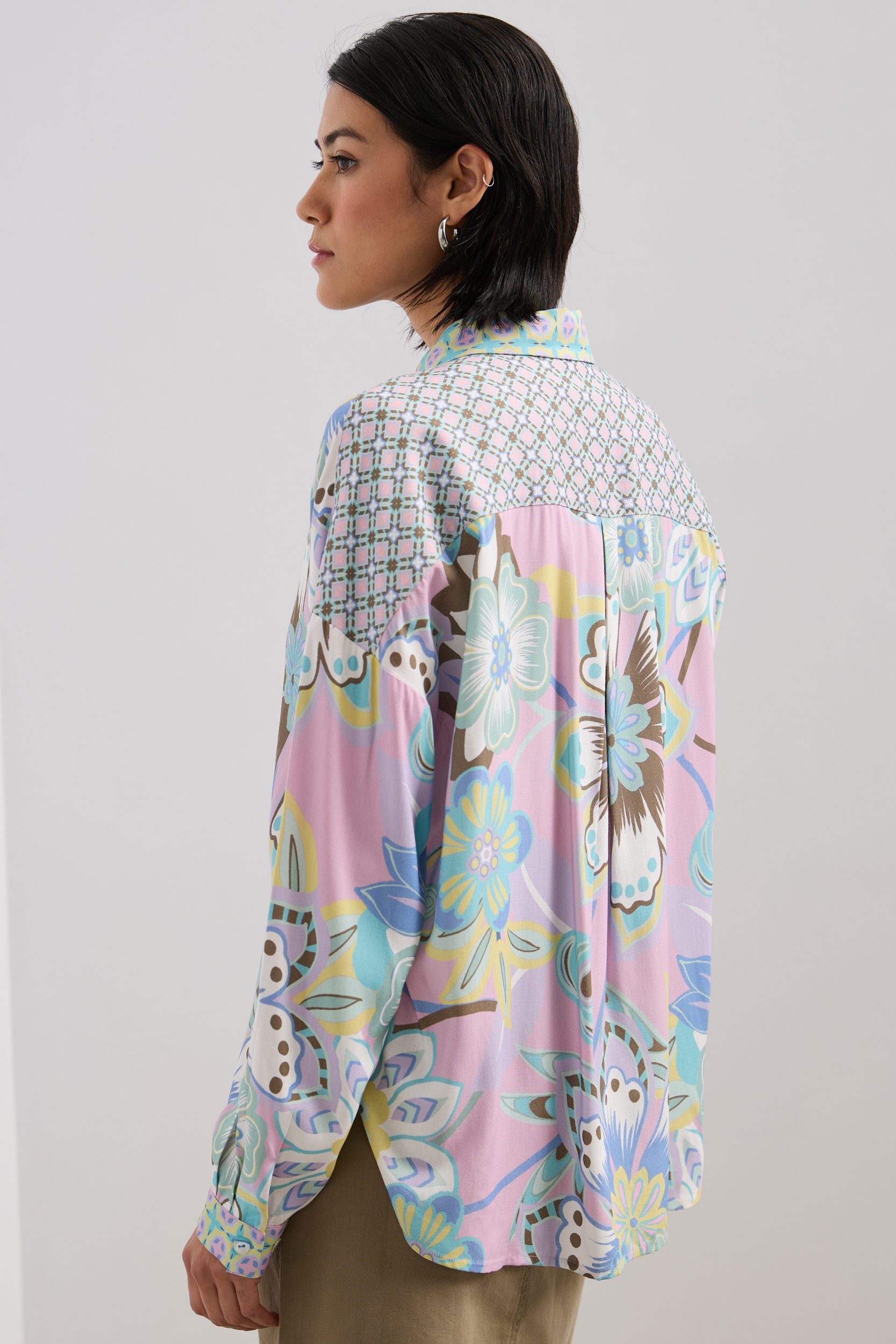 Oversized multi print blouse