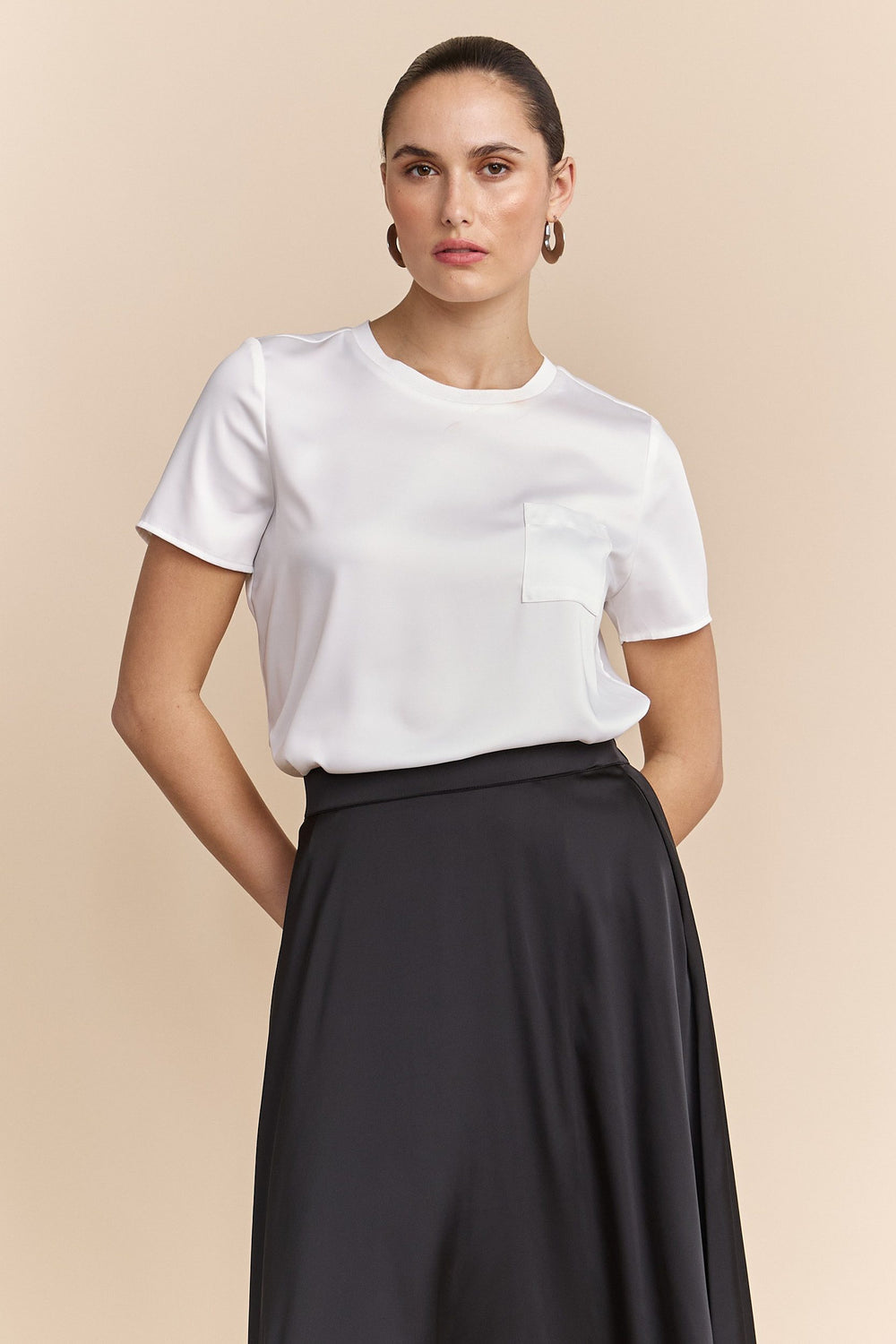 Satin short sleeves top