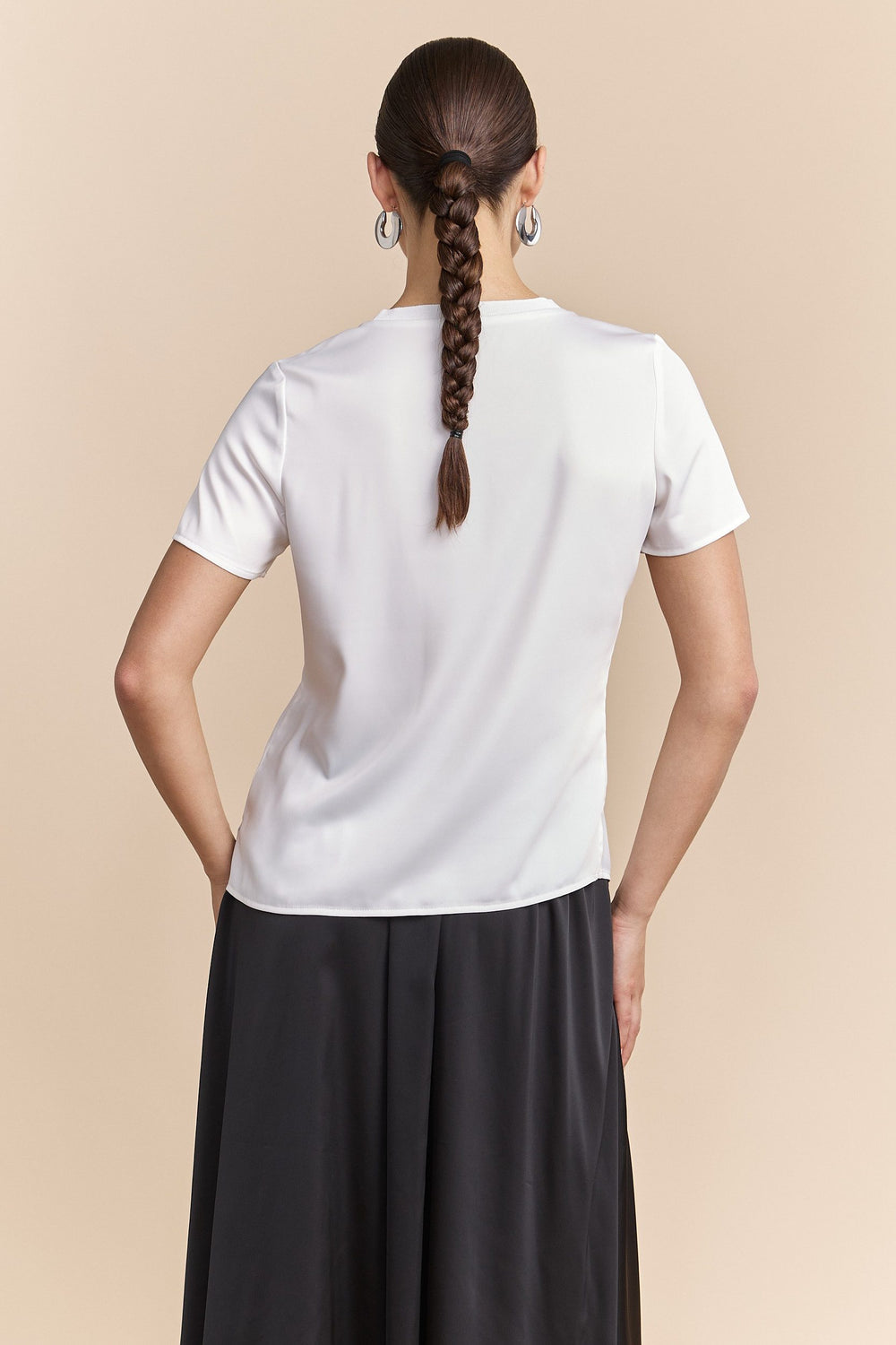 Satin short sleeves top
