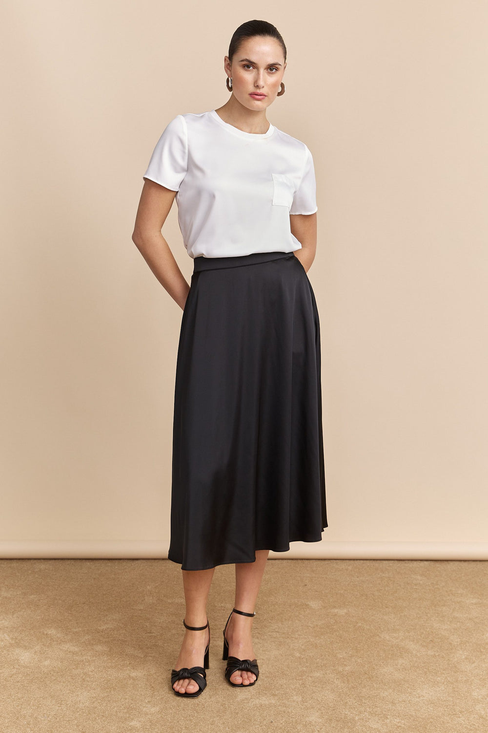 Satin short sleeves top