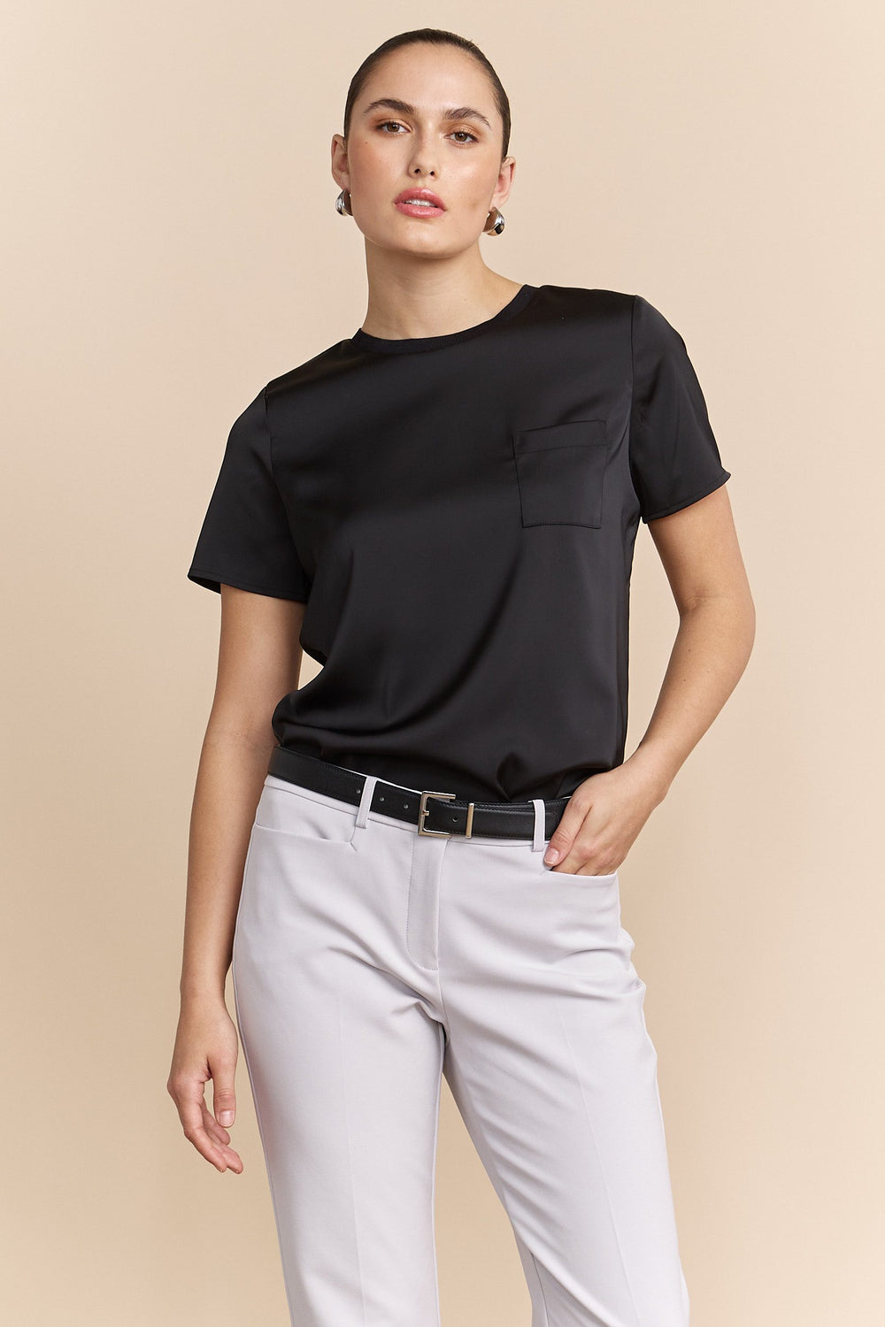 Satin short sleeves top