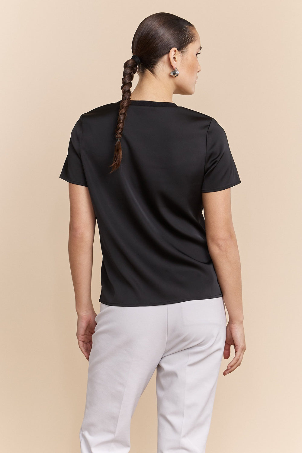Satin short sleeves top