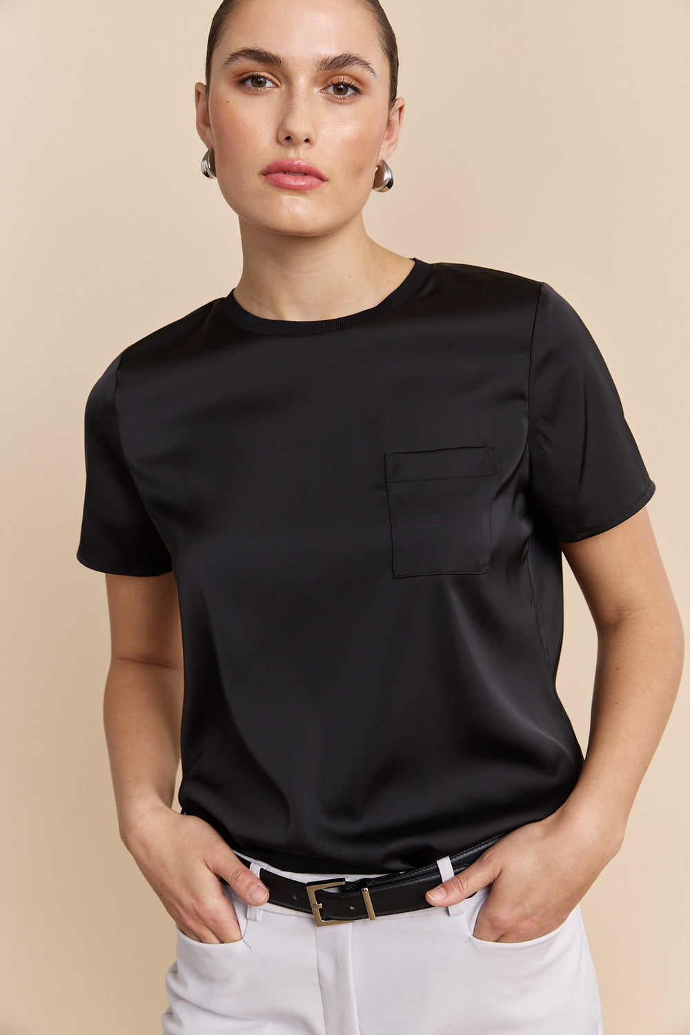 Satin short sleeves top