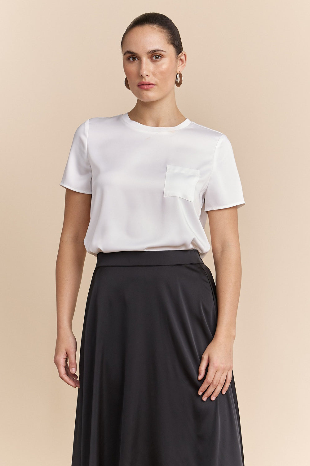 Satin short sleeves top