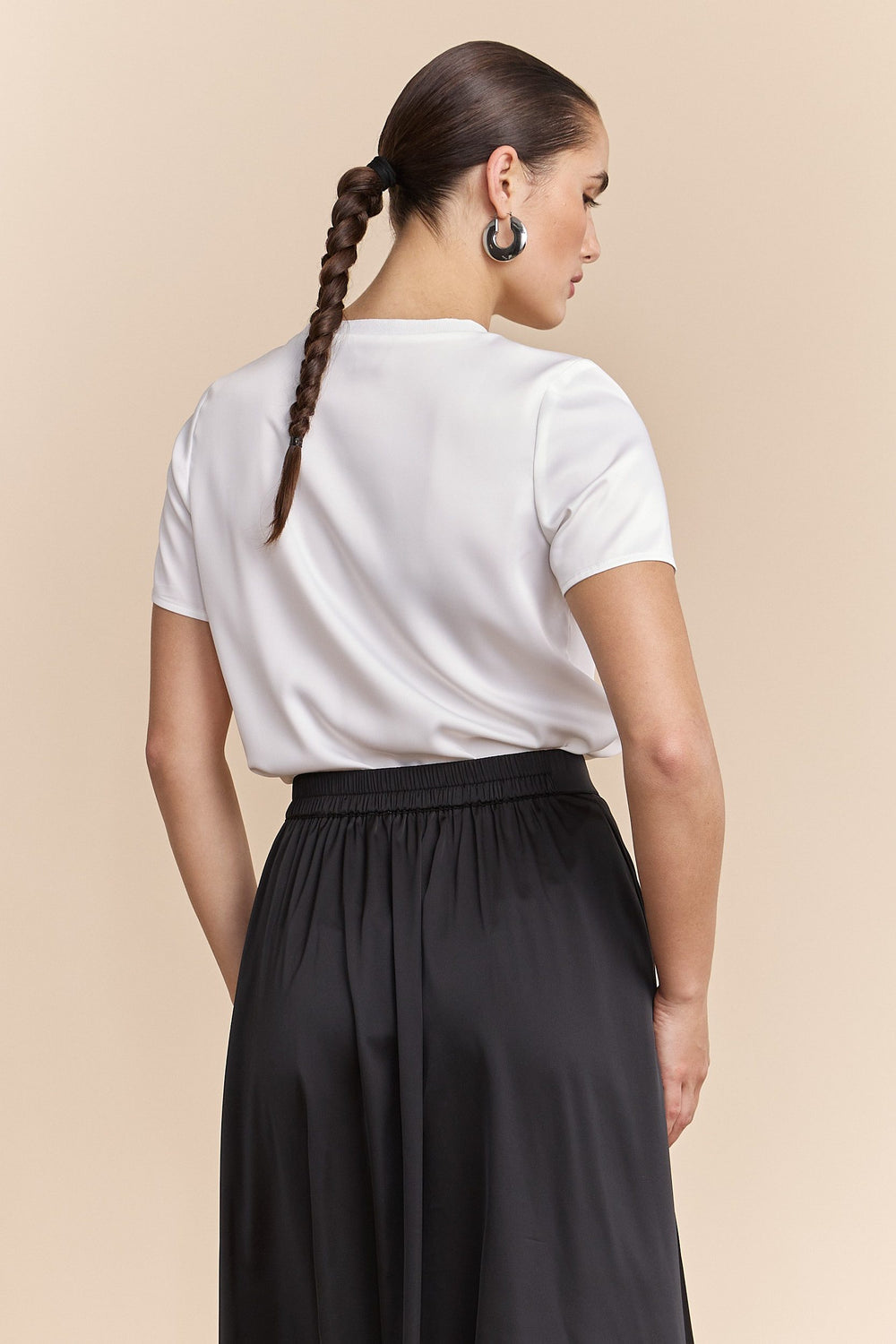 Satin short sleeves top