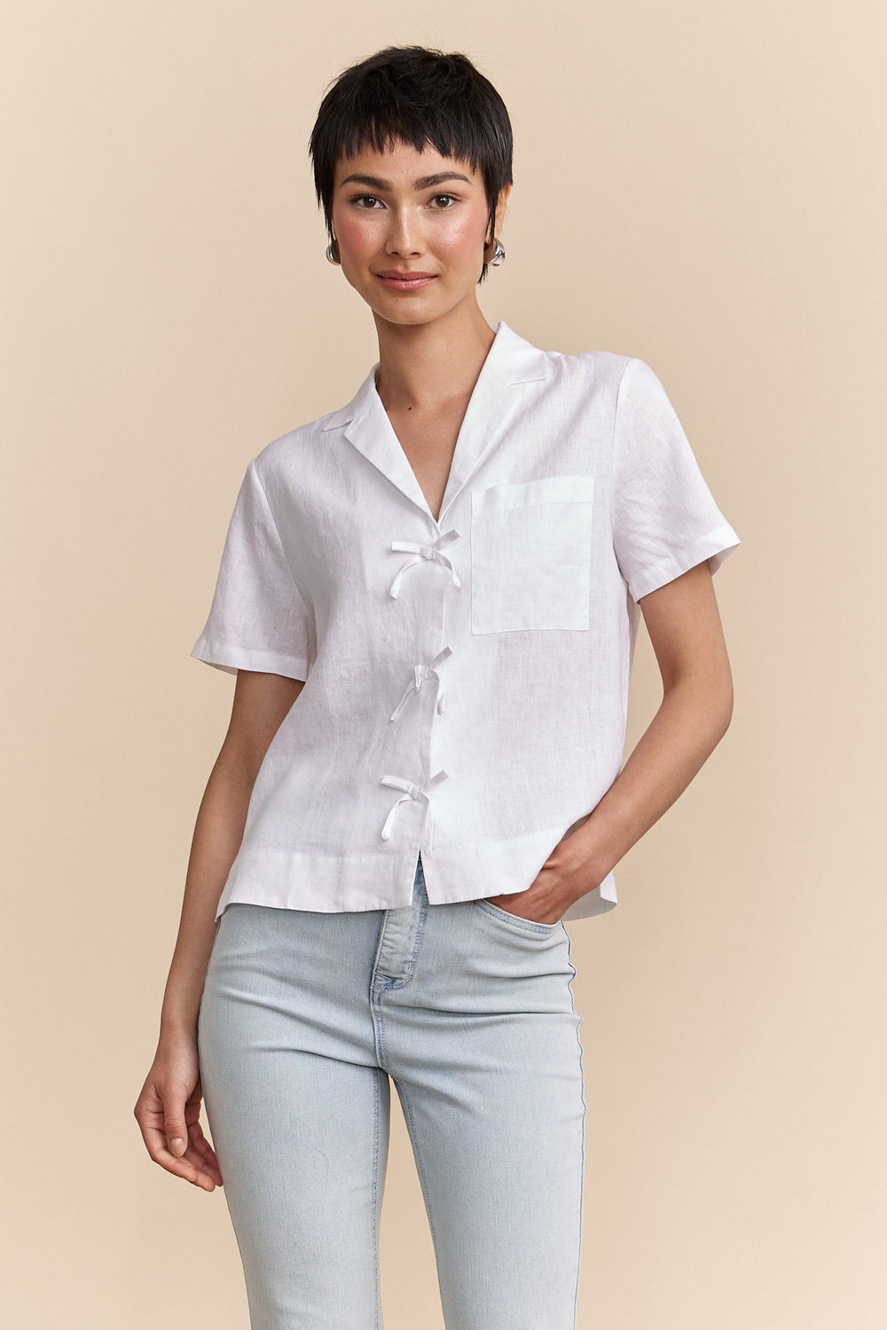 Short sleeve linen shirt