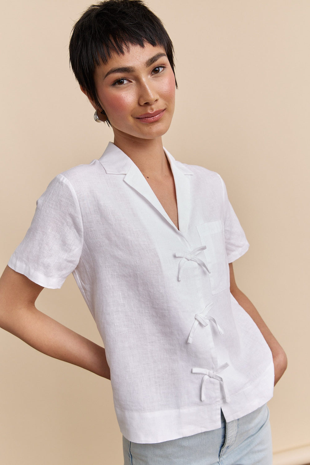 Short sleeve linen shirt
