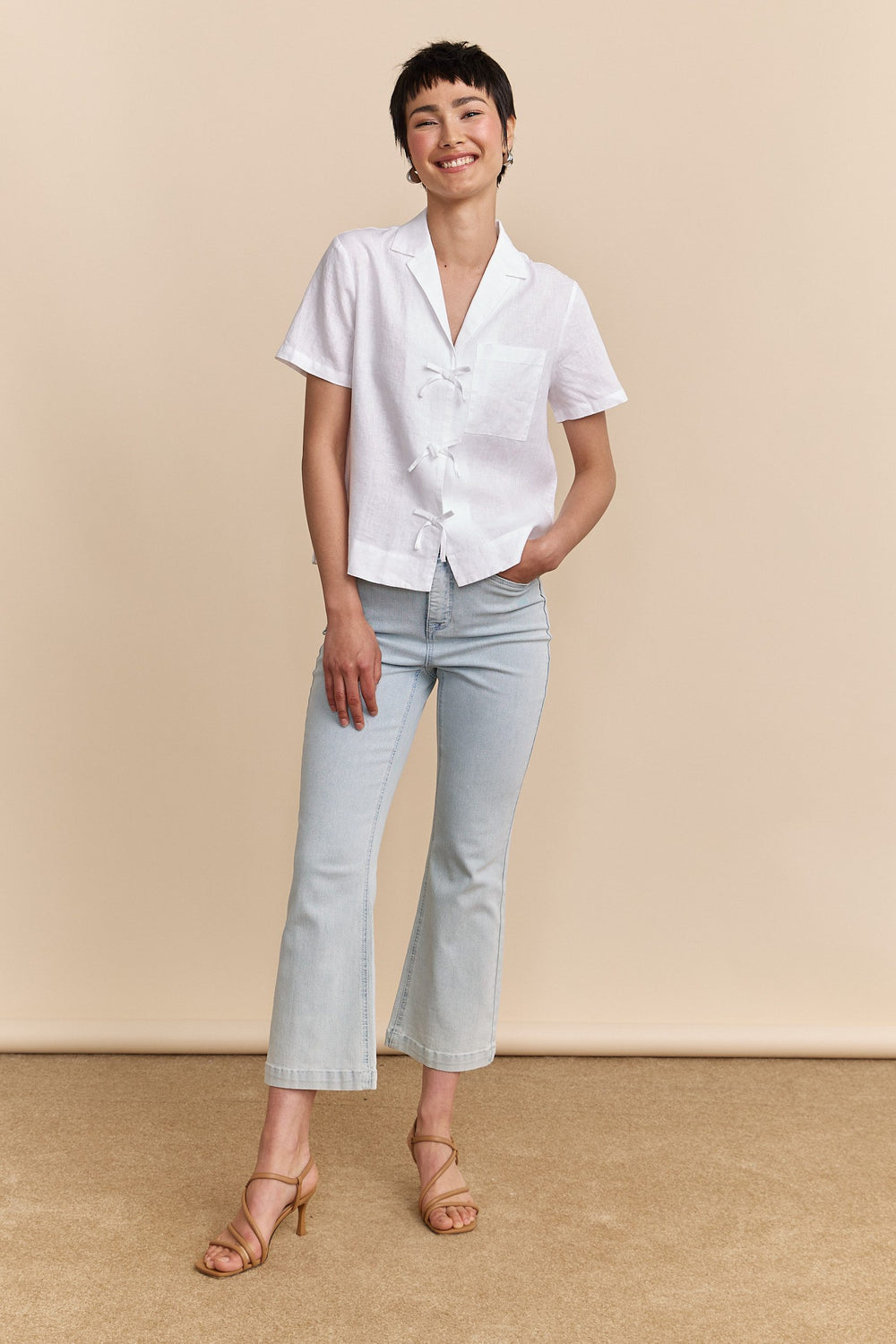 Short sleeve linen shirt