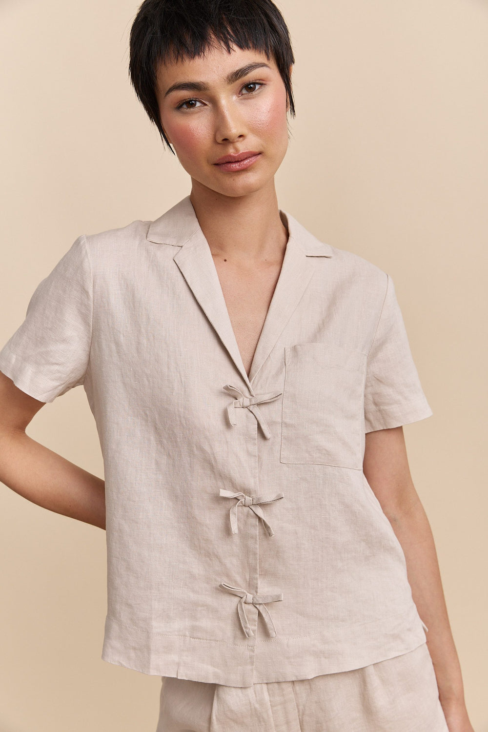 Short sleeve linen shirt