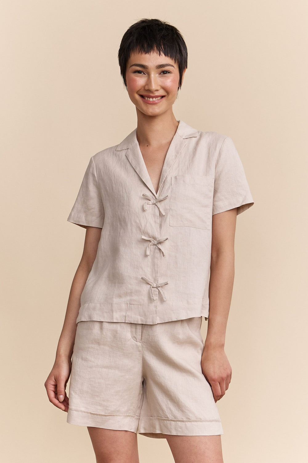 Short sleeve linen shirt
