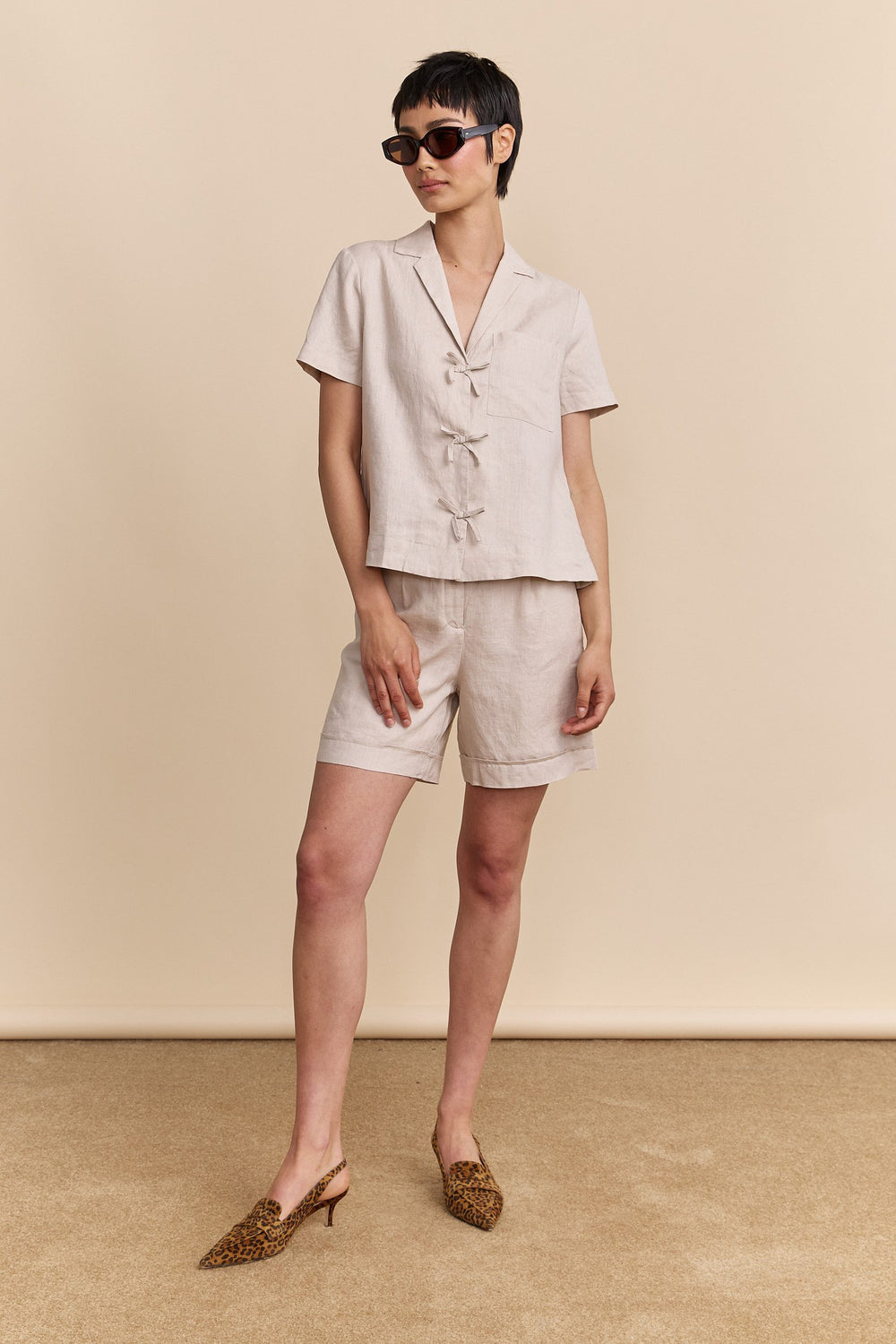 Short sleeve linen shirt