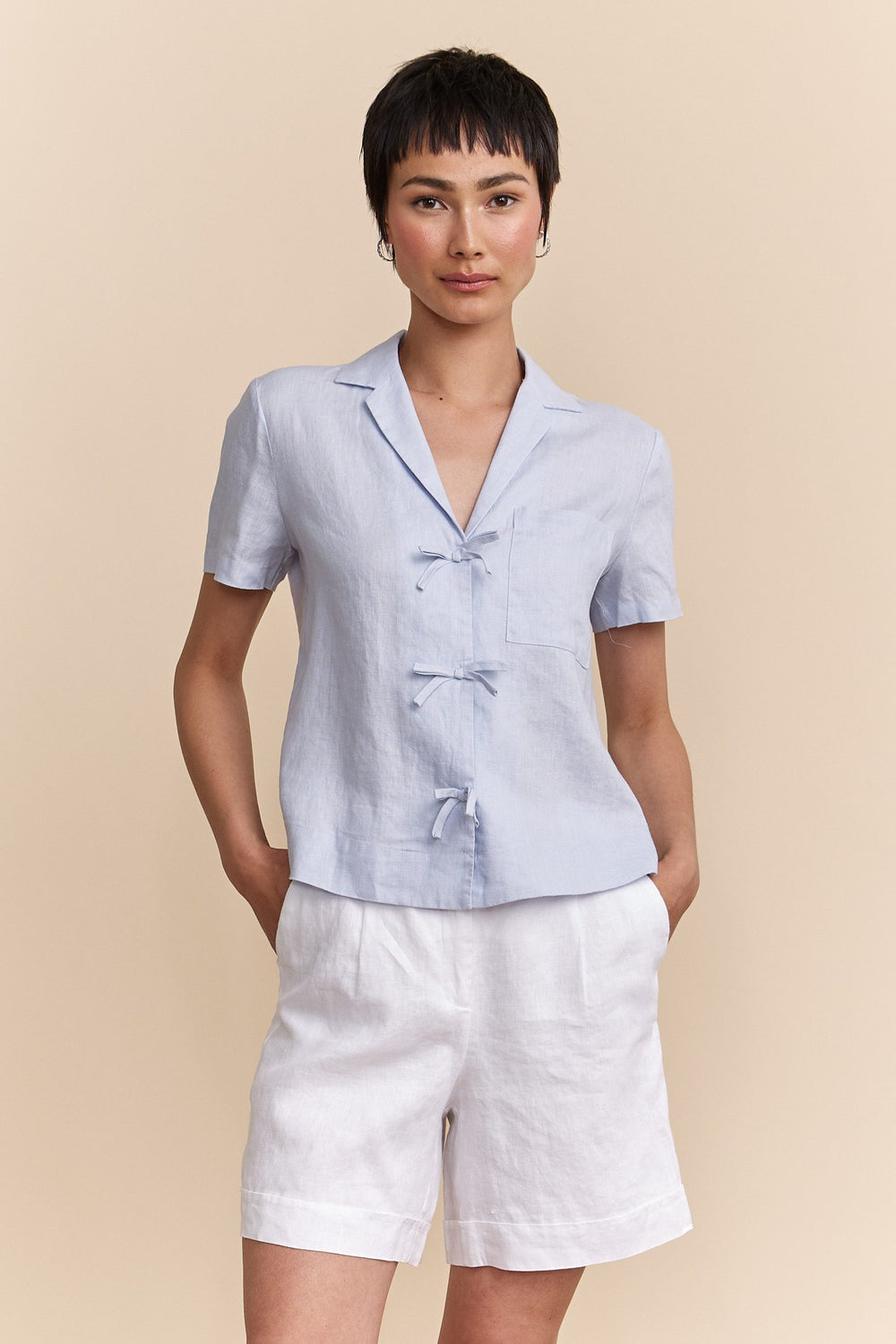 Short sleeve linen shirt