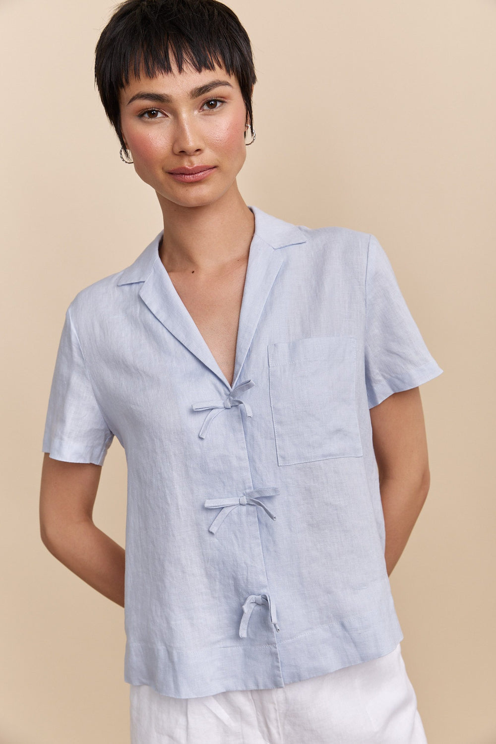 Short sleeve linen shirt