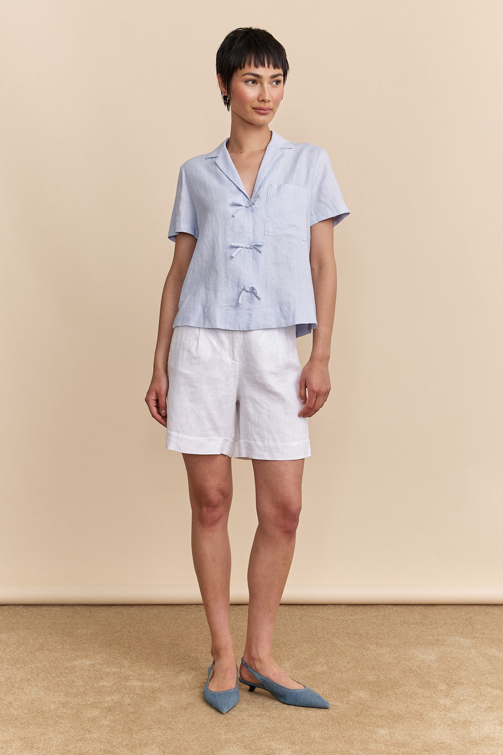 Short sleeve linen shirt