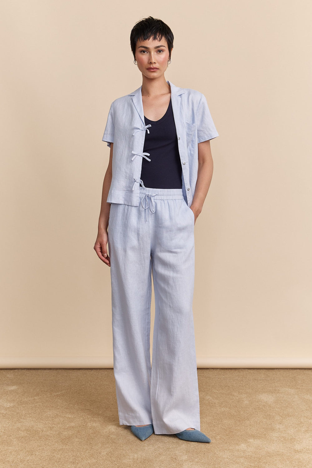 Short sleeve linen shirt