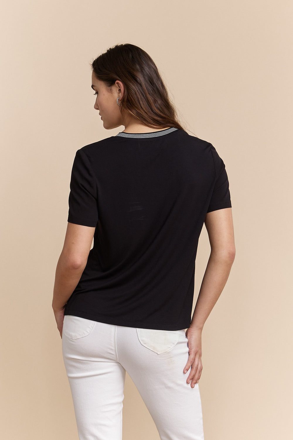 Short-sleeve top with jersey back