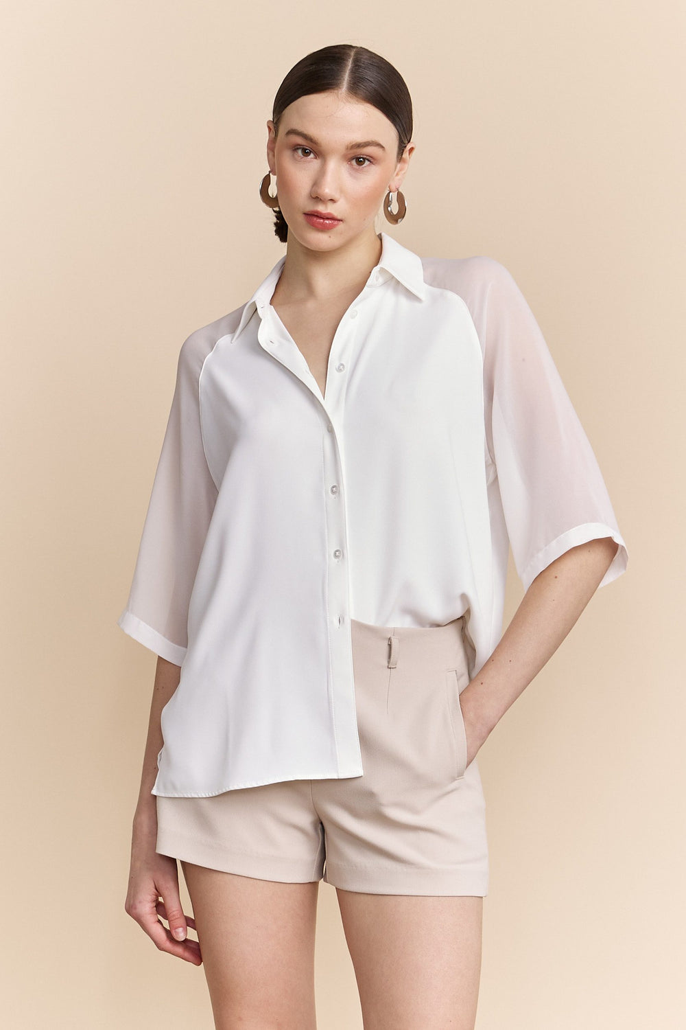 Mixed-fabric shirt