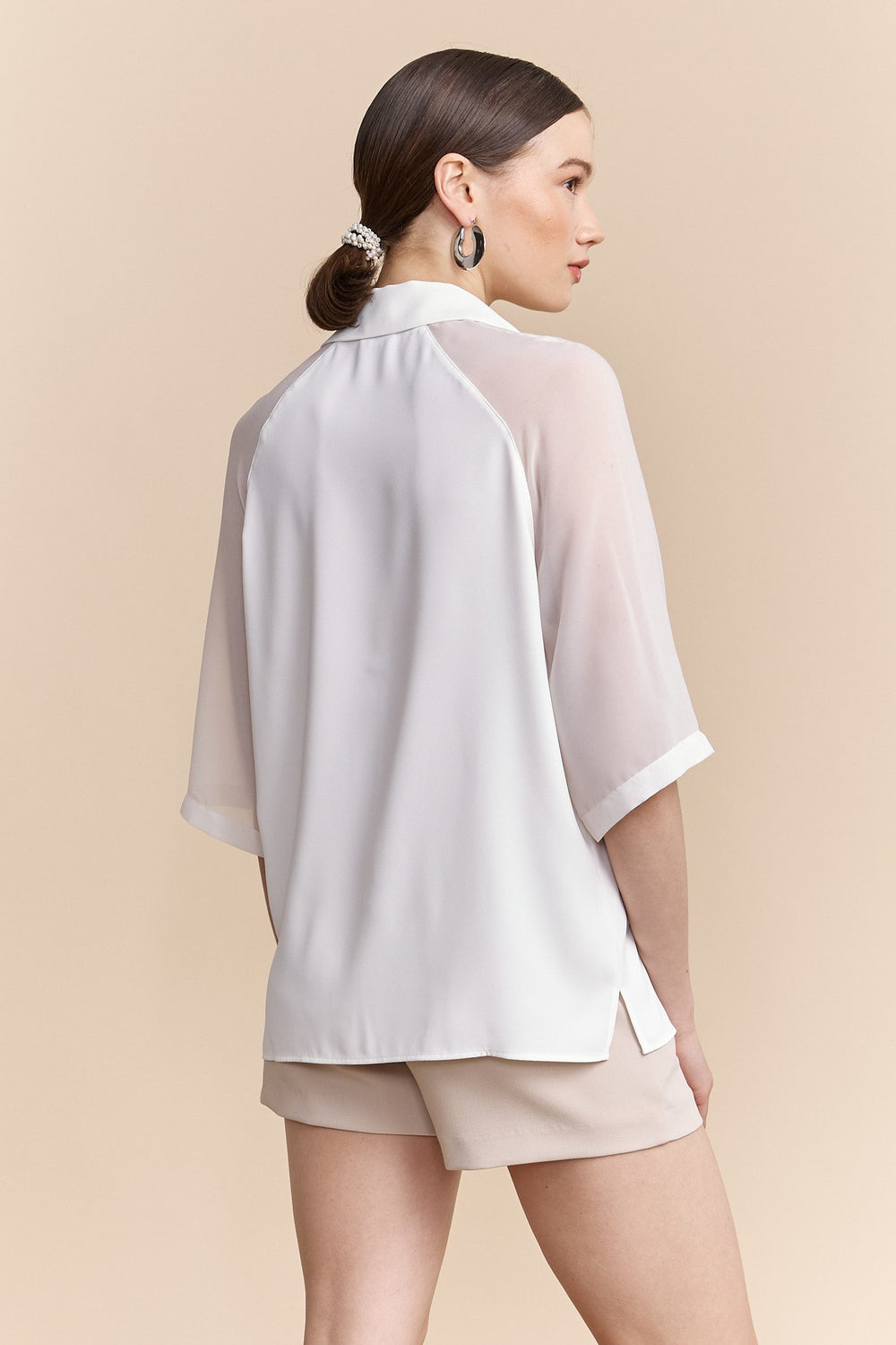 Mixed-fabric shirt