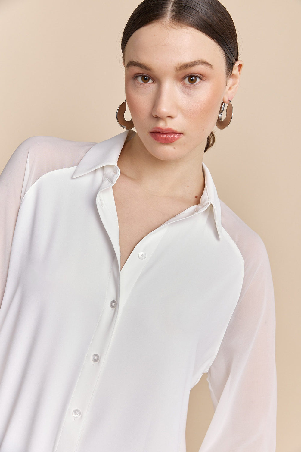 Mixed-fabric shirt