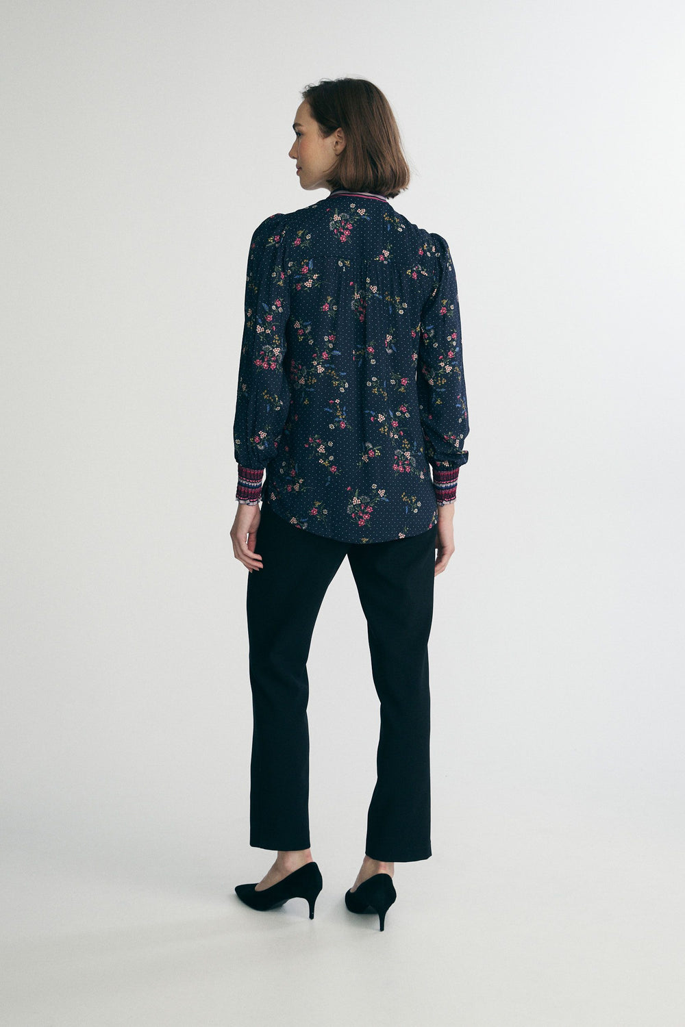 Blouse imprimé fleuri avec col noué