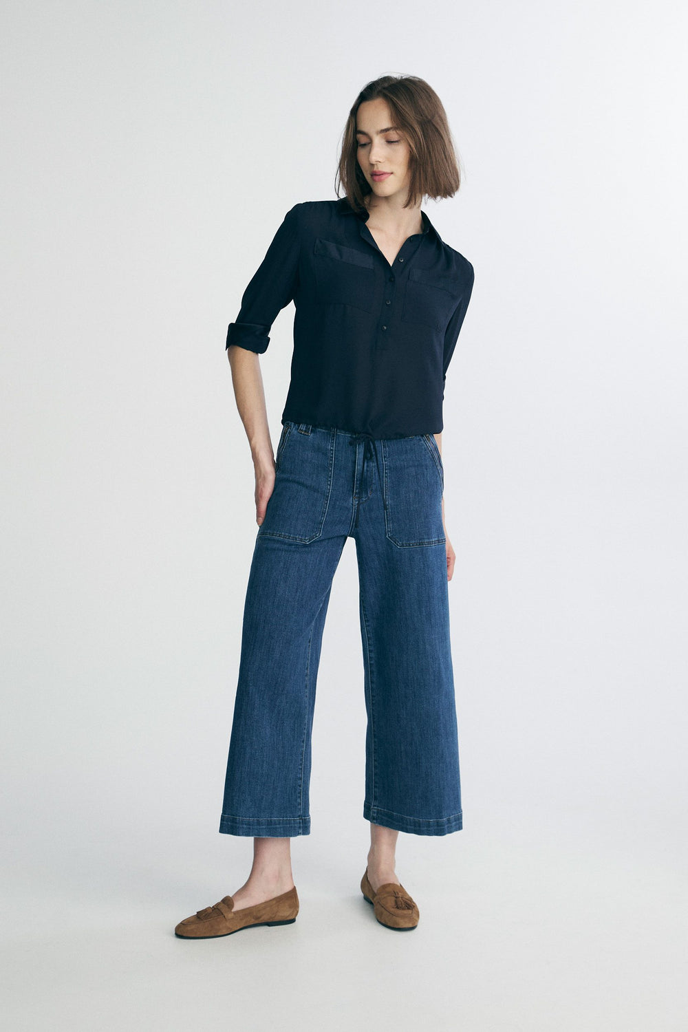 Chemisier fluide avec accents de satin