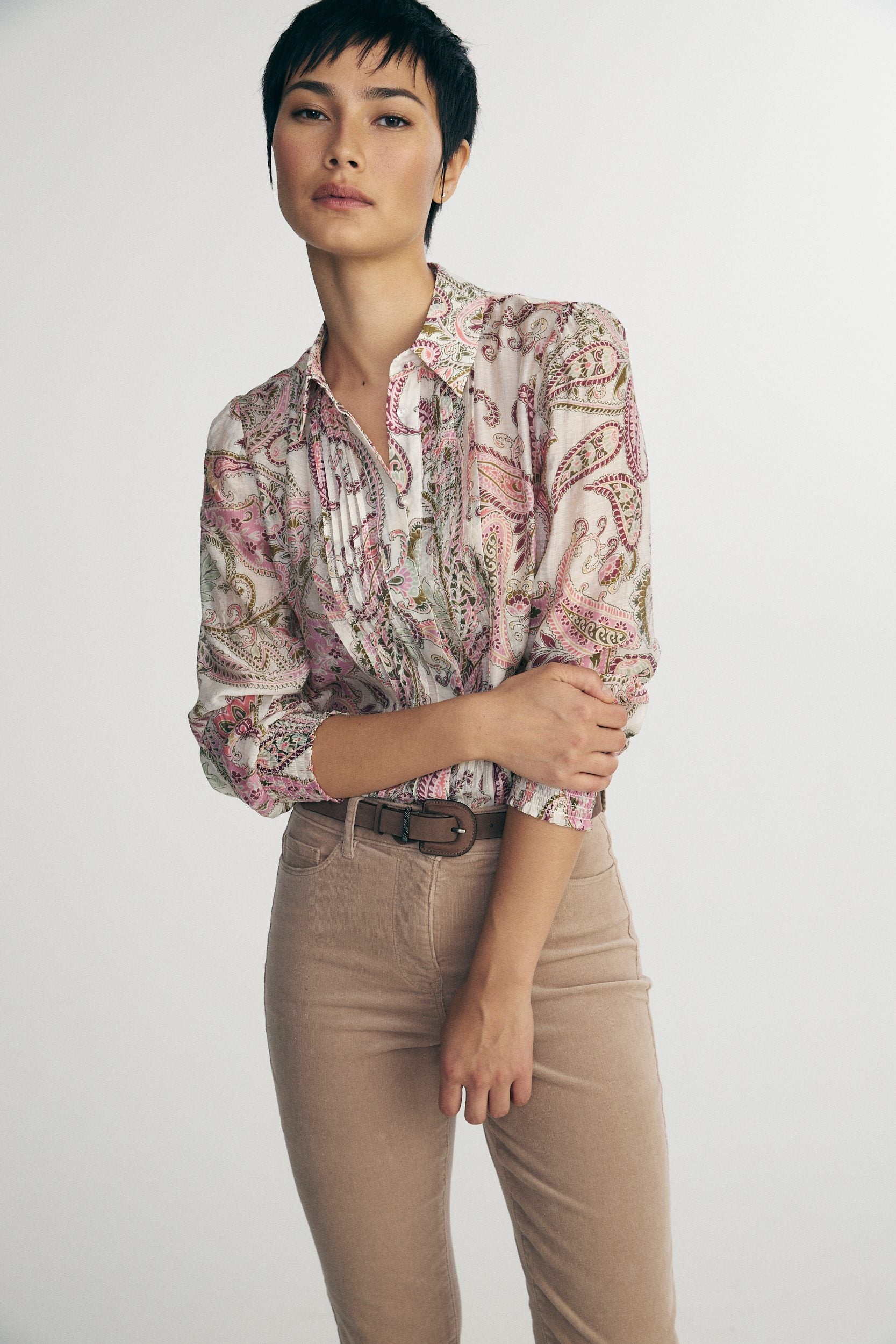 Blouse imprimé à détail de nervures