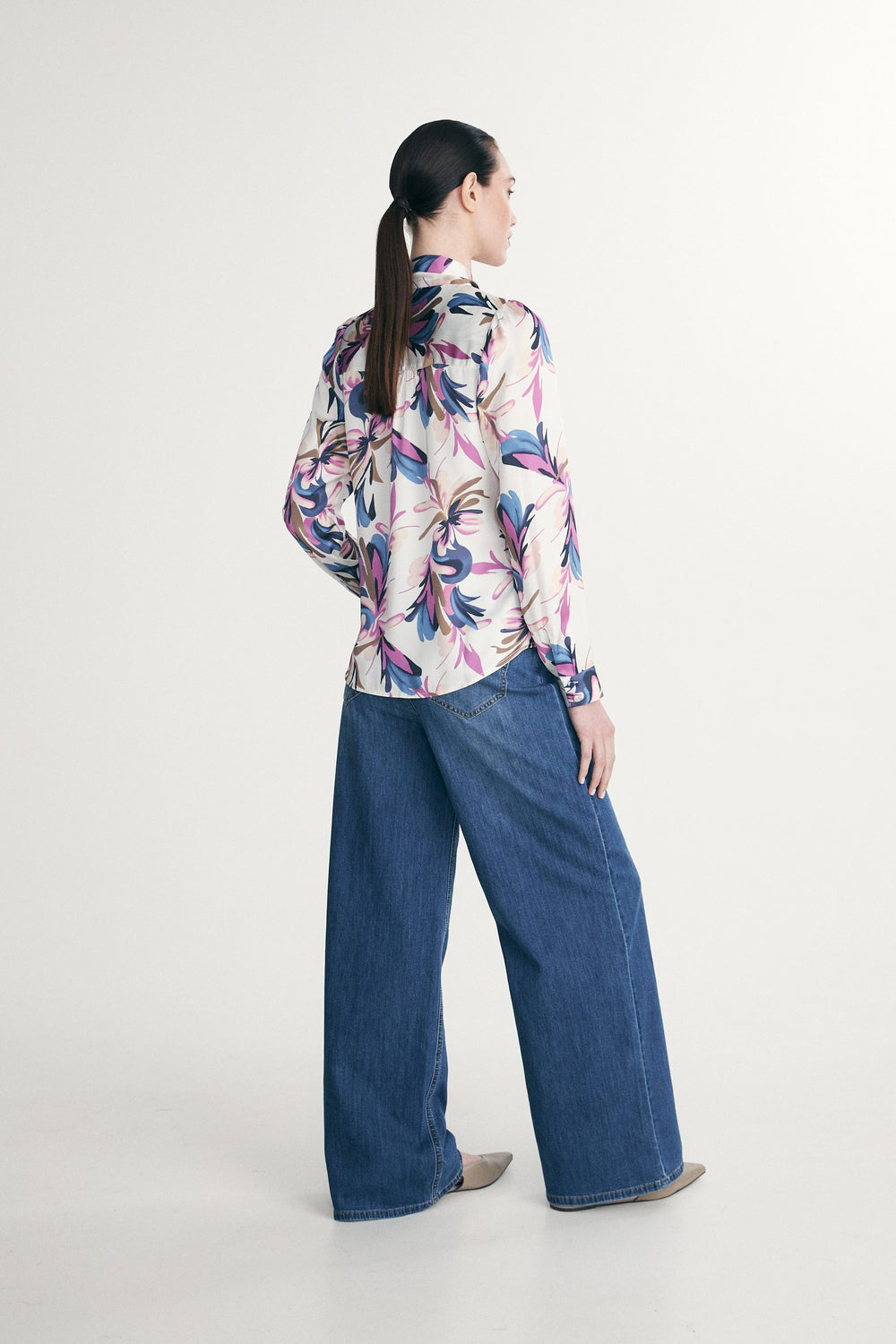 Floral blouse with tied front