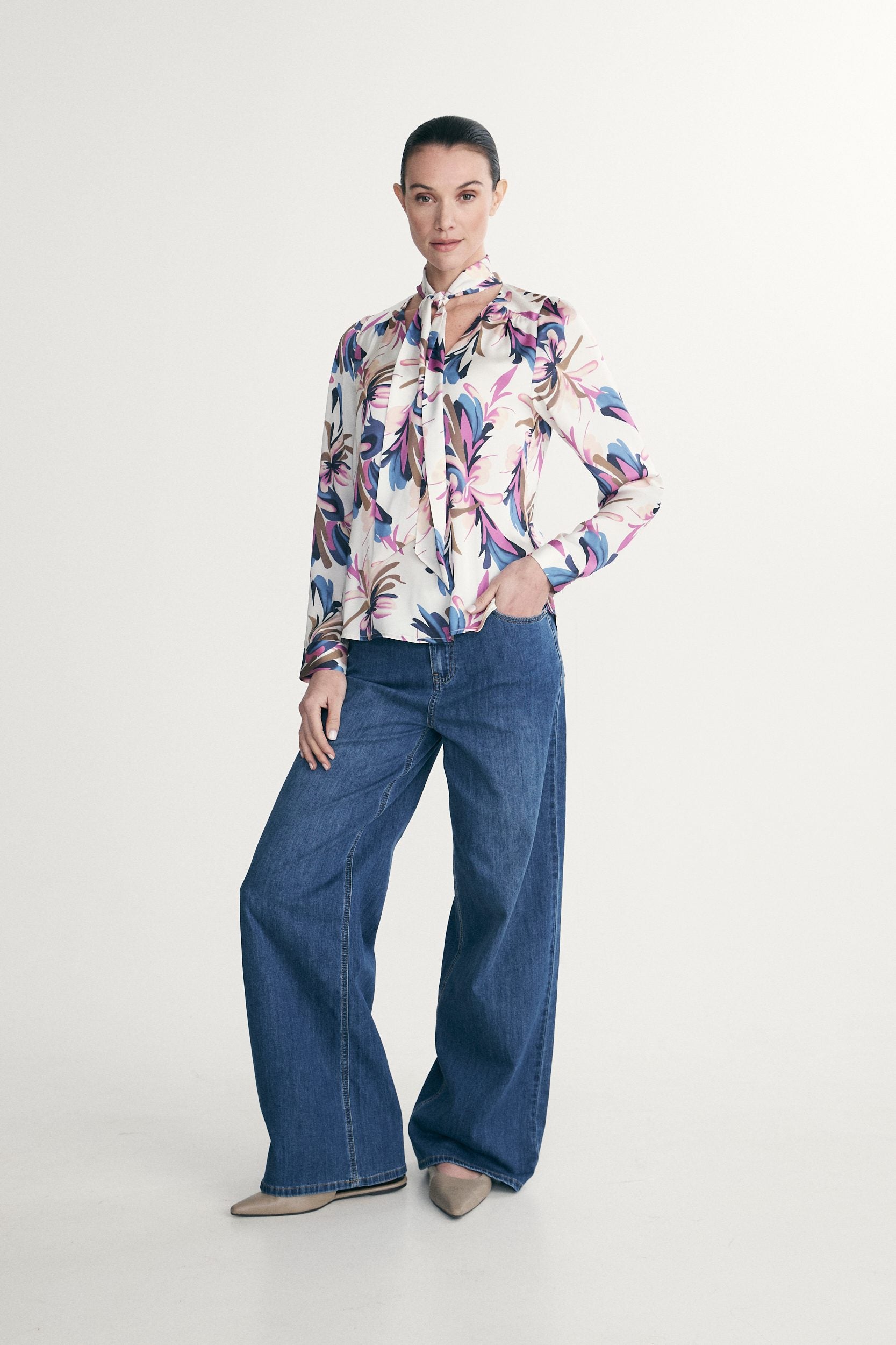 Floral blouse with tied front