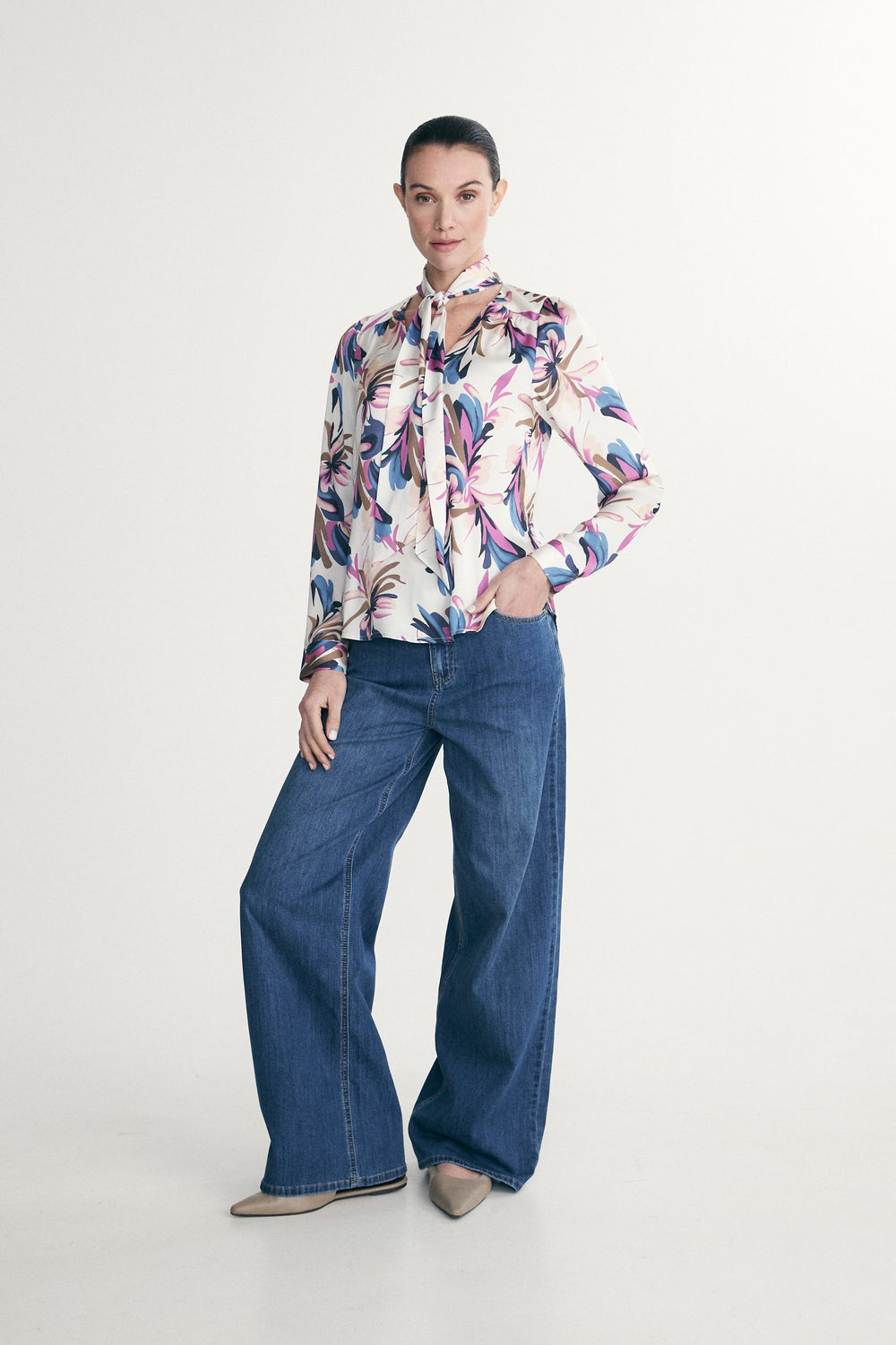 Floral blouse with tied front