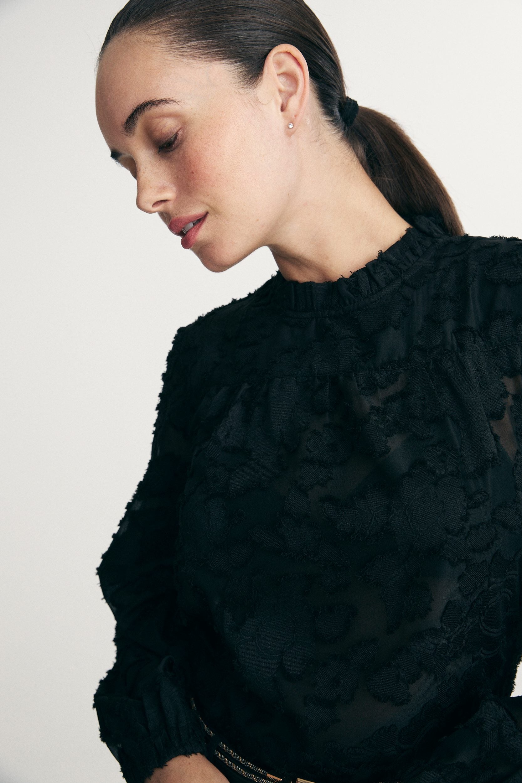 Textured Sheer Floral Blouse