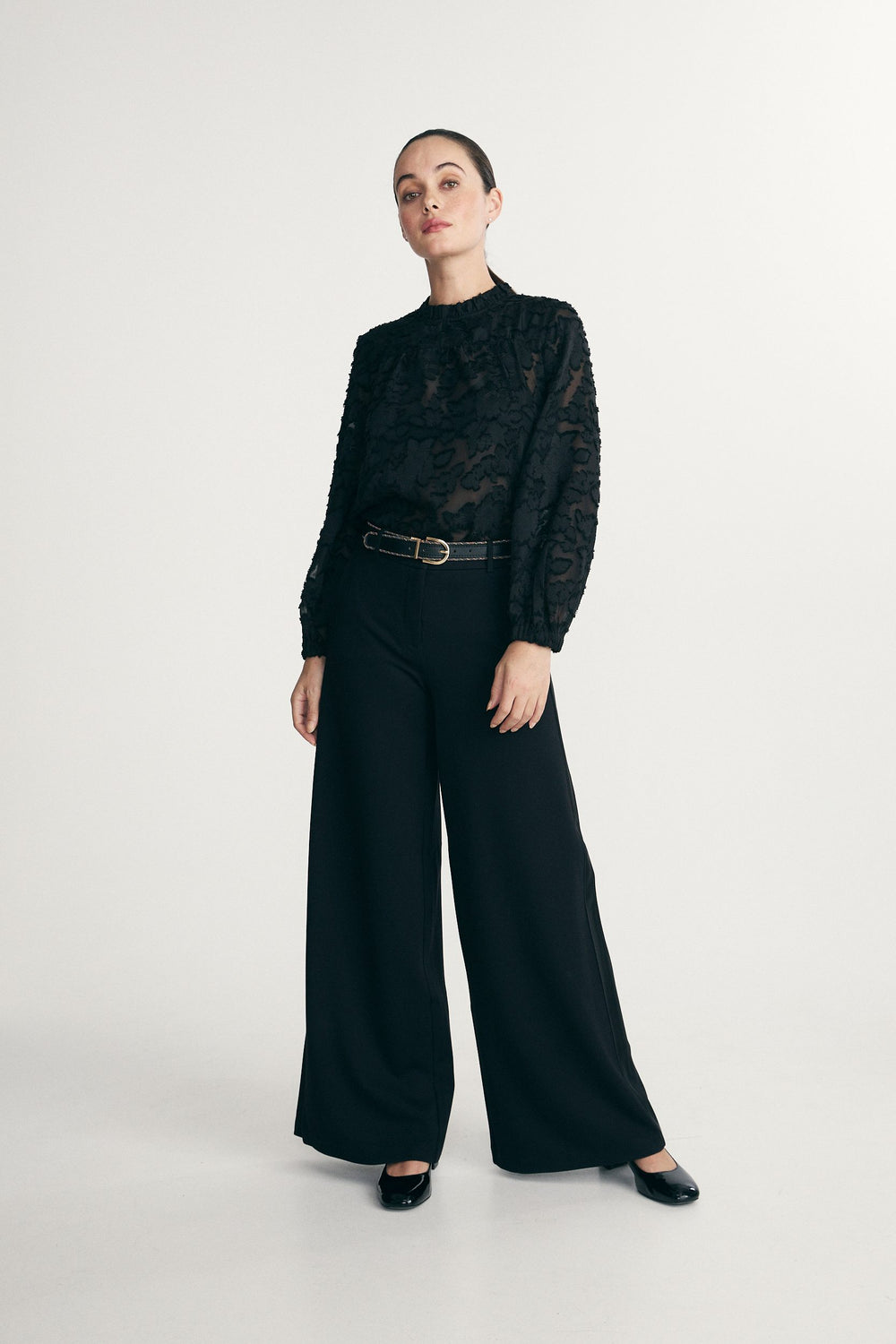 Textured Sheer Floral Blouse