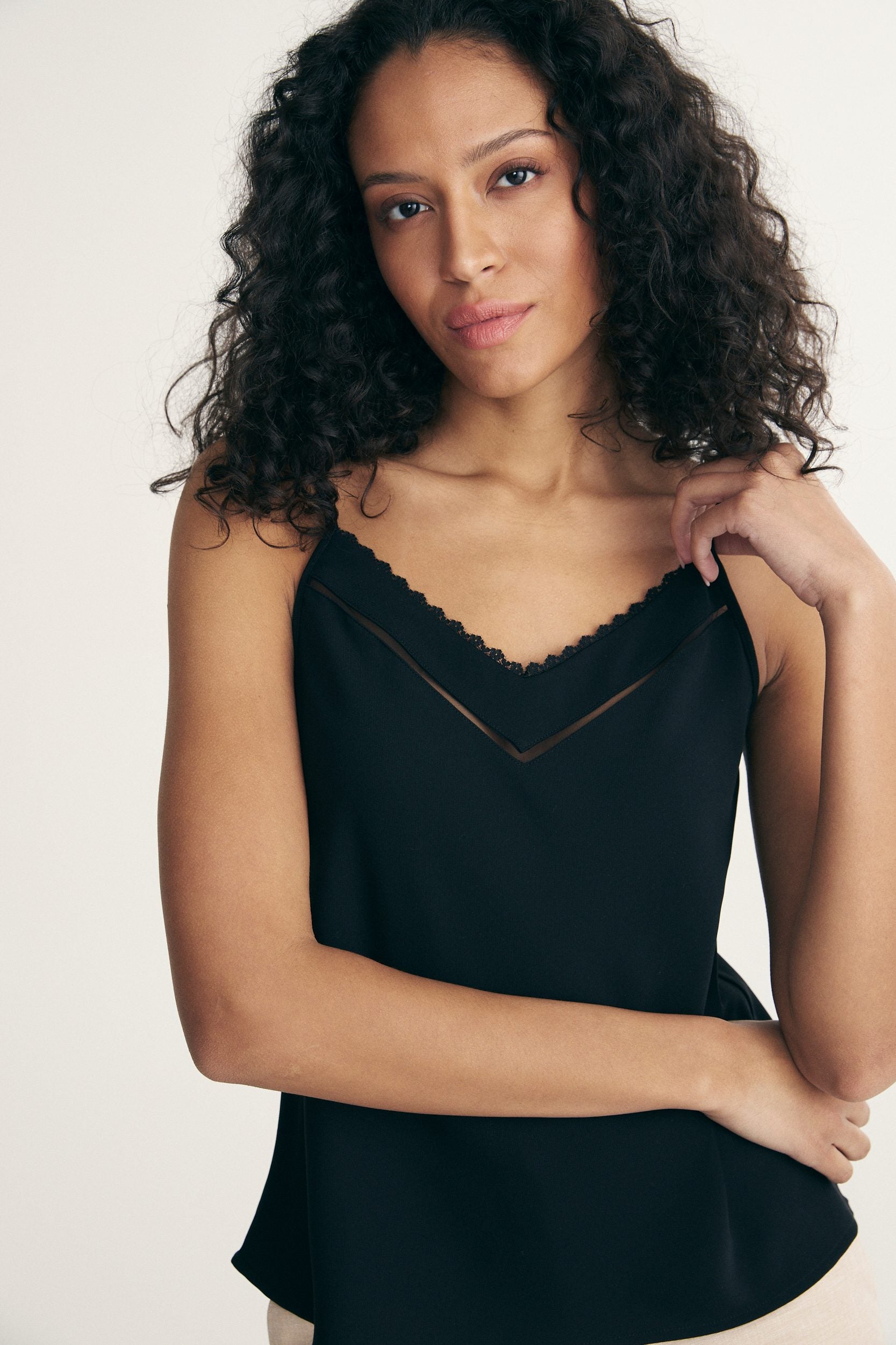 Sleeveless top with lace detail