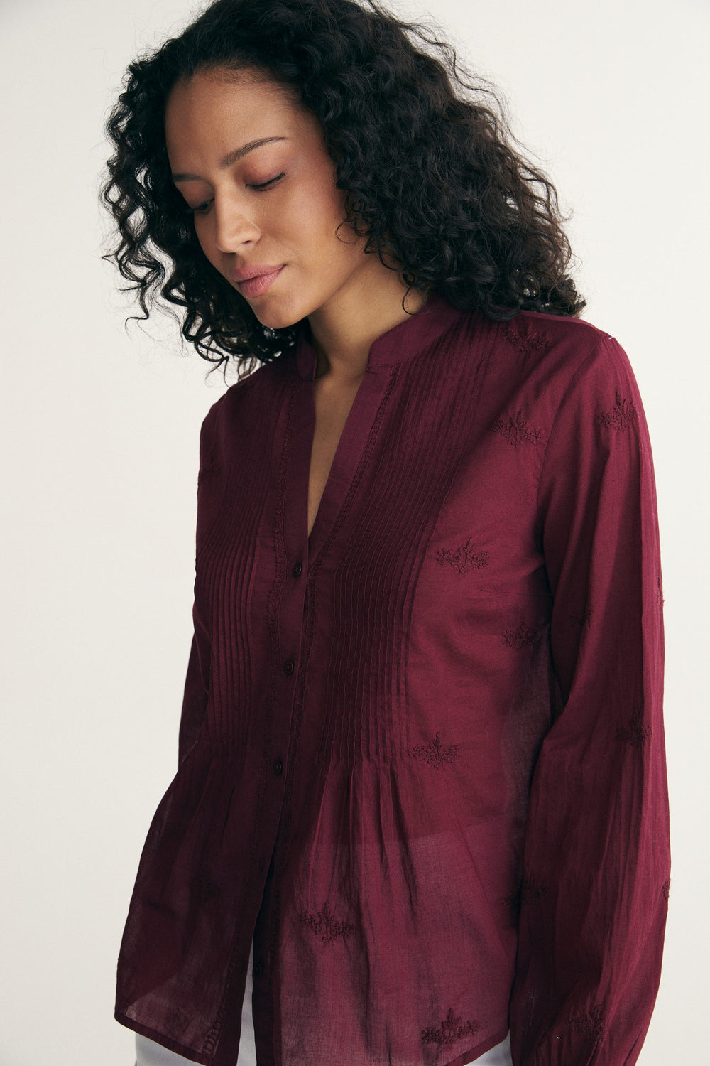 Chemise manche bouffante avec broderie
