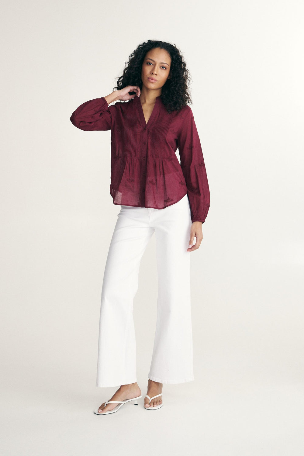 Chemise manche bouffante avec broderie