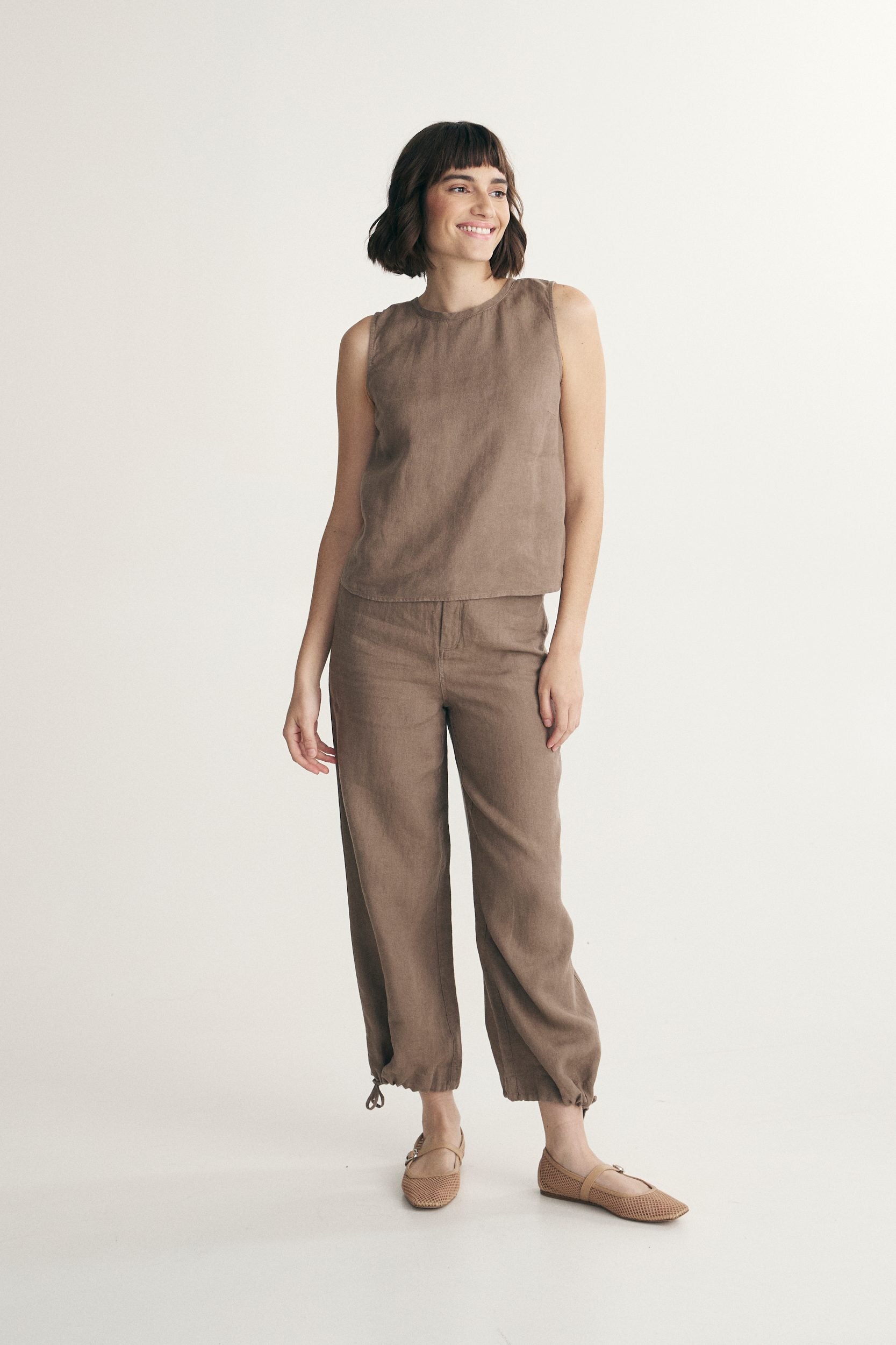 Sleeveless linen top