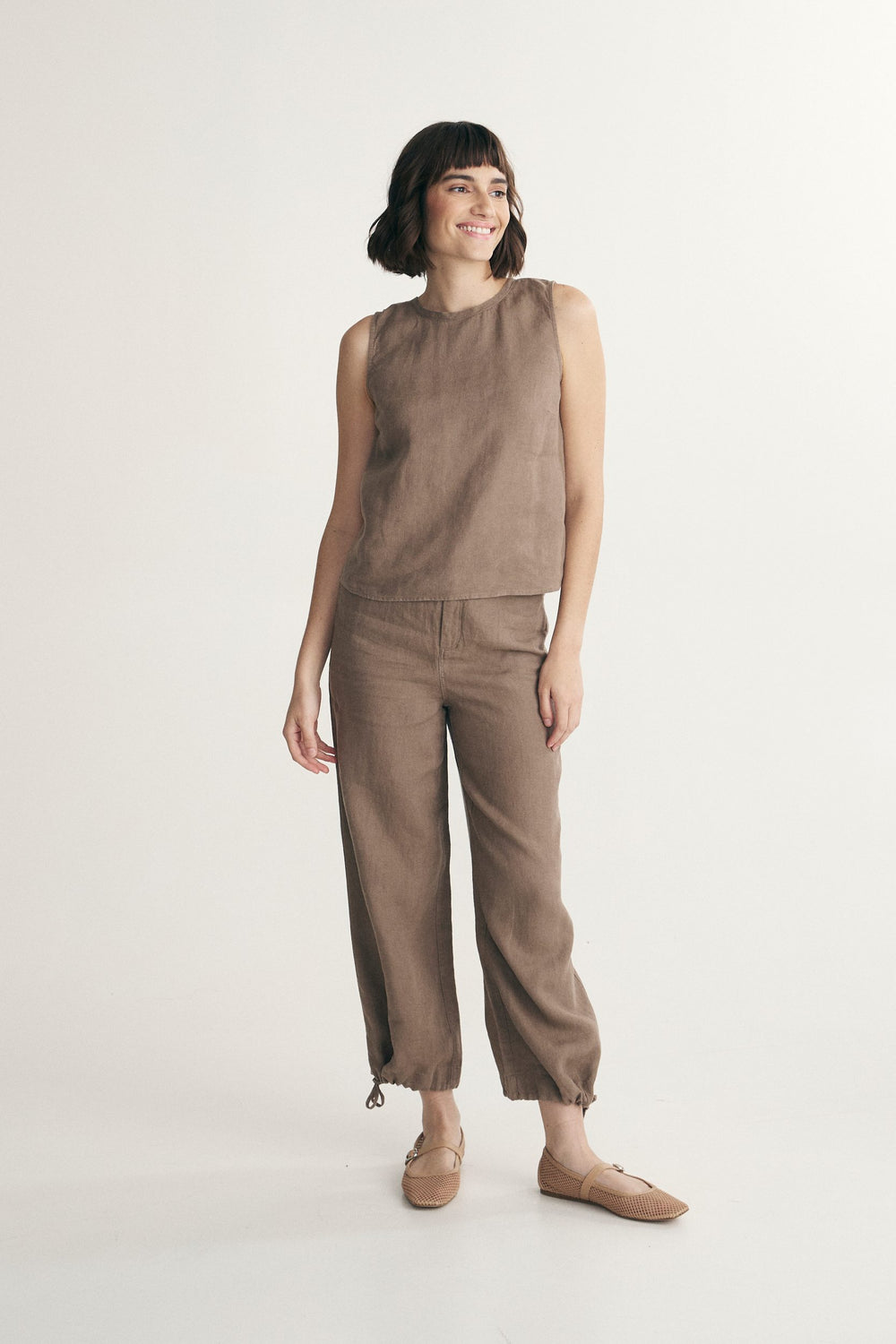 Sleeveless linen top