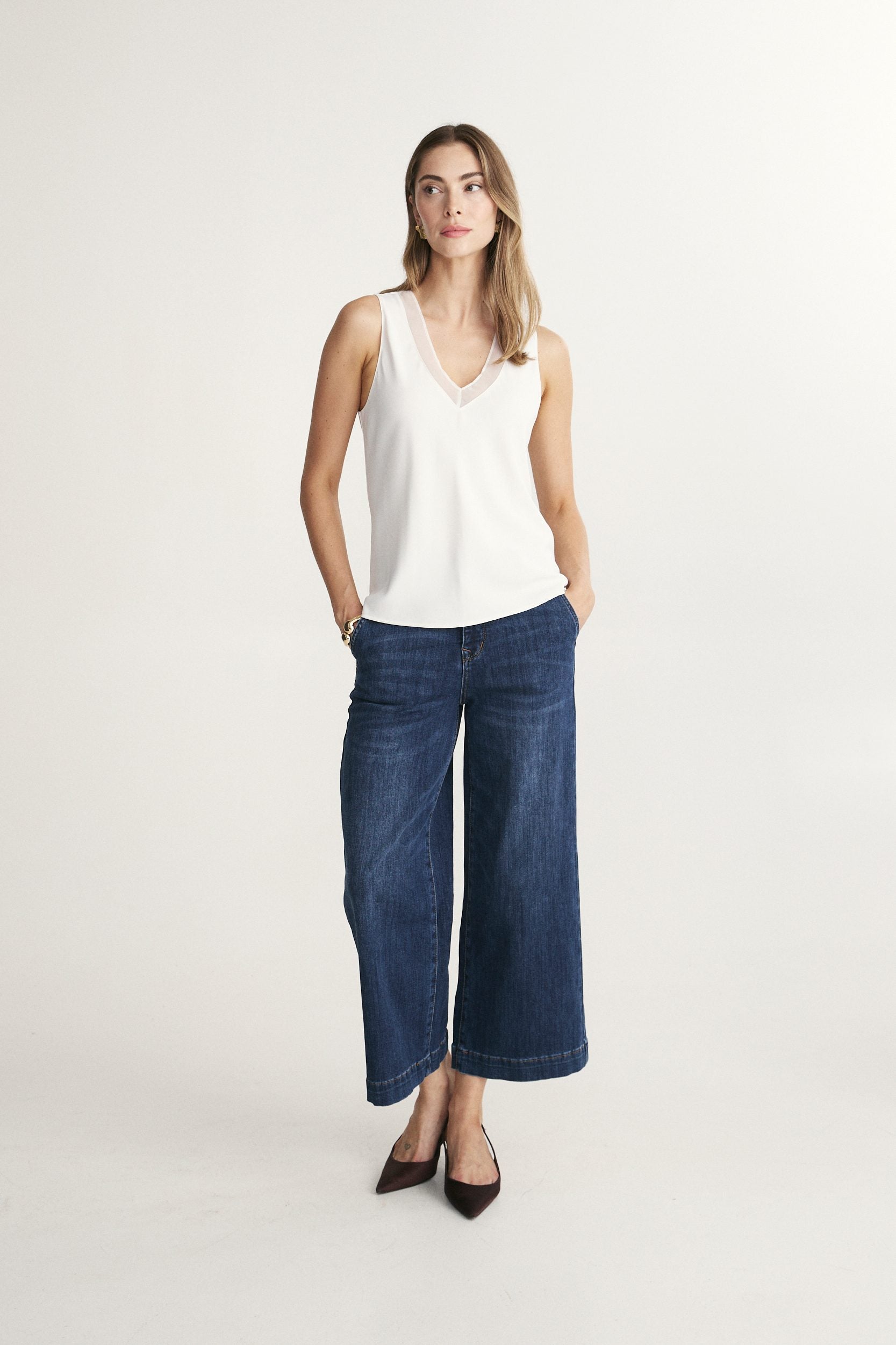 V-neck sleeveless top