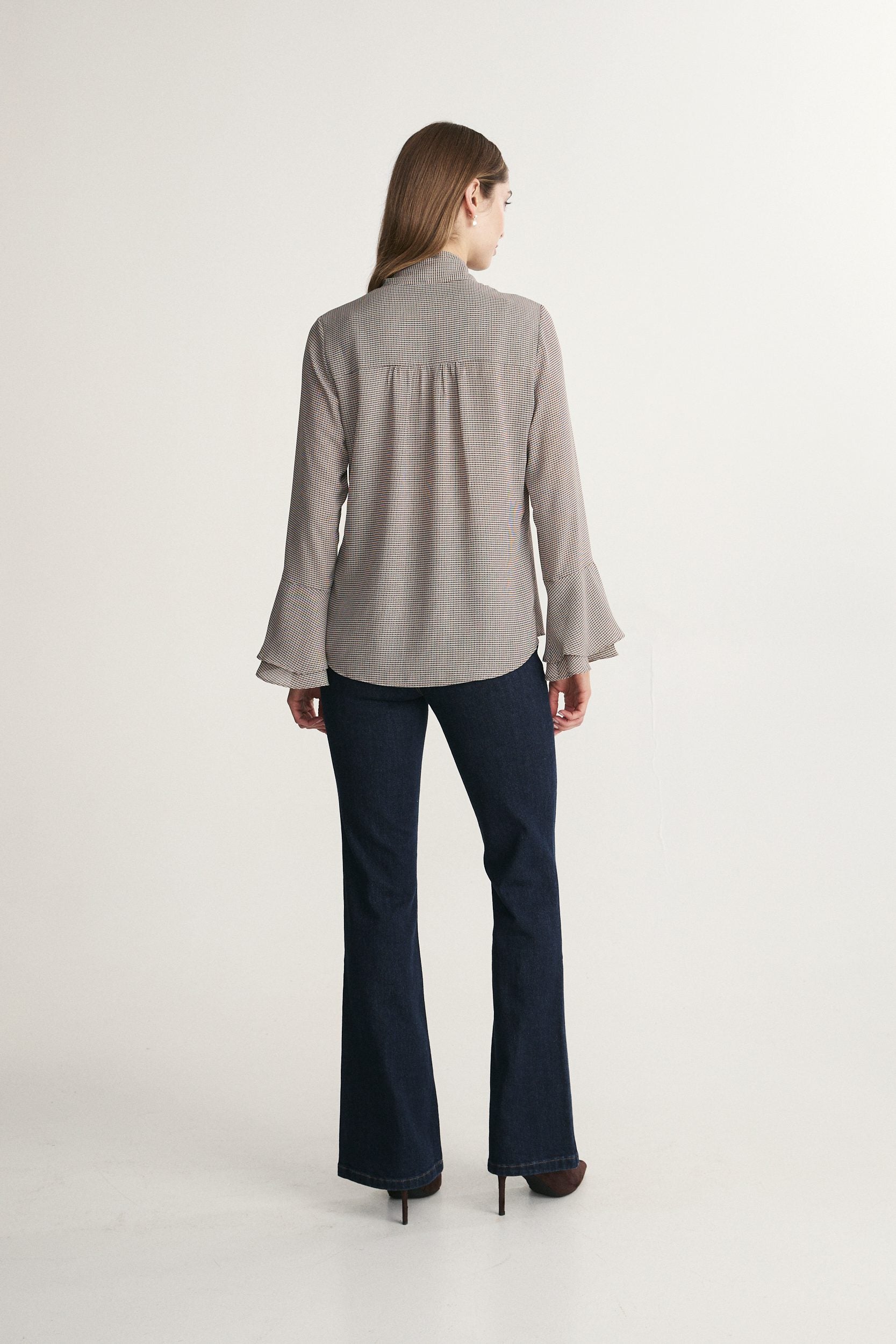 Tie-front peplum blouse
