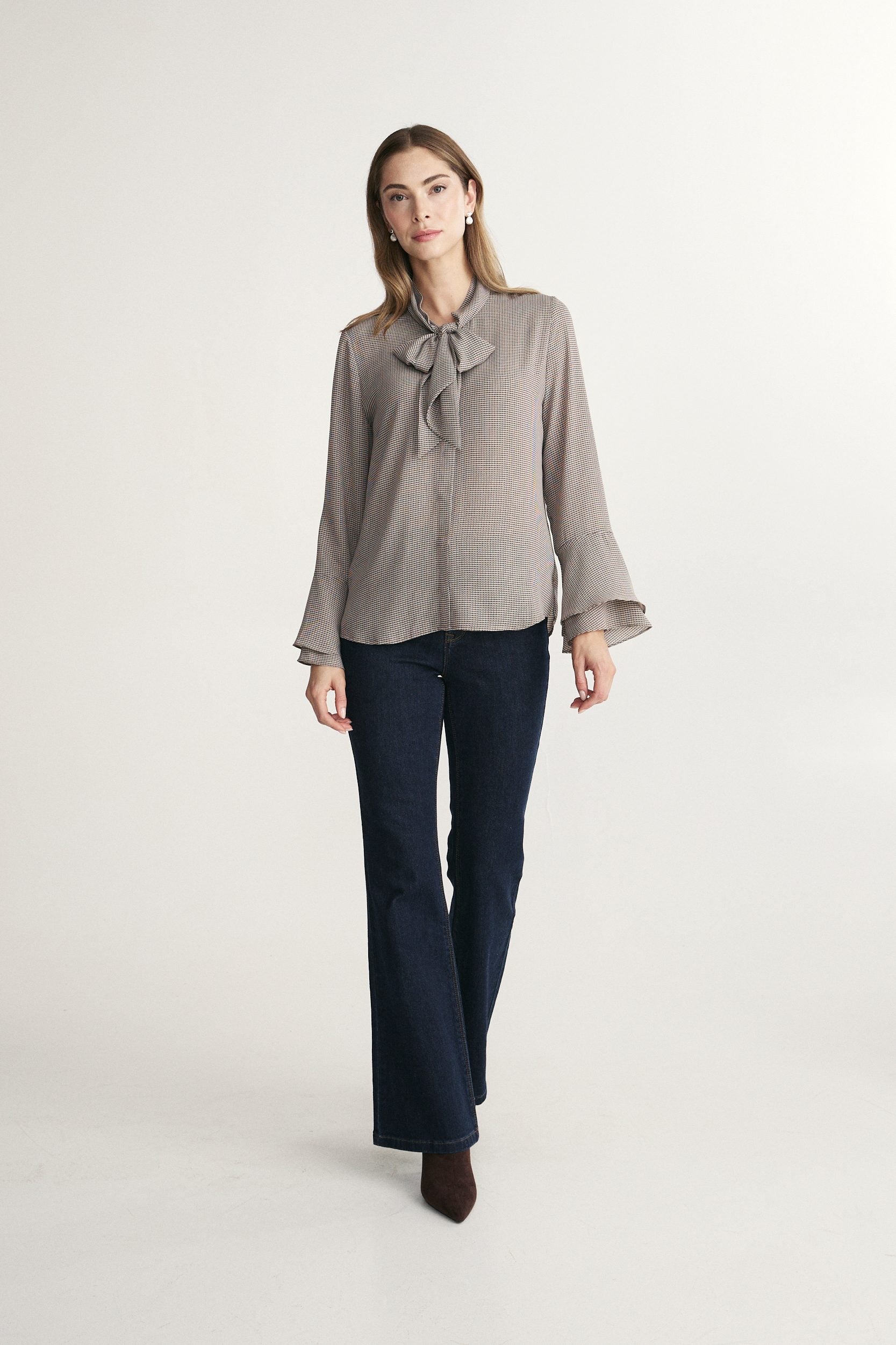 Tie-front peplum blouse