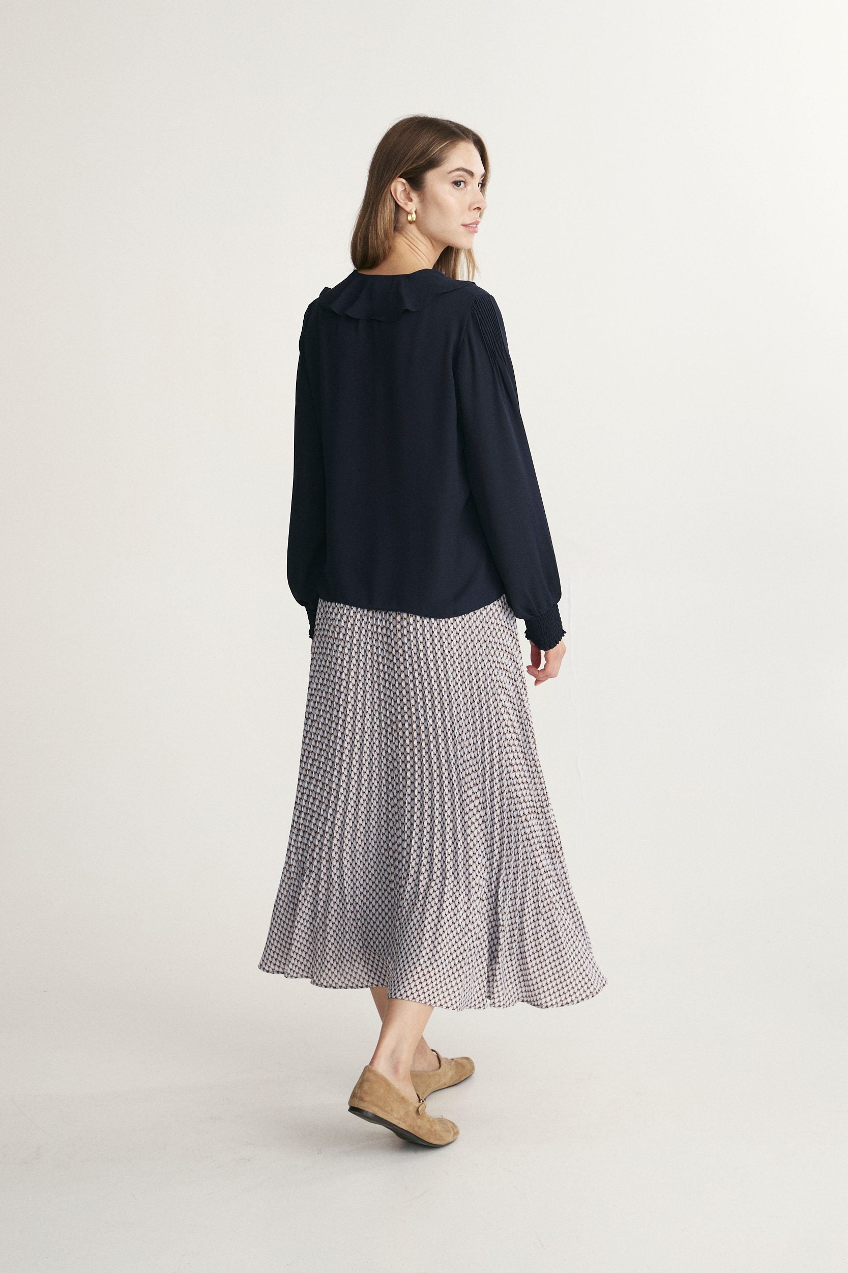 Smocked ruffle blouse